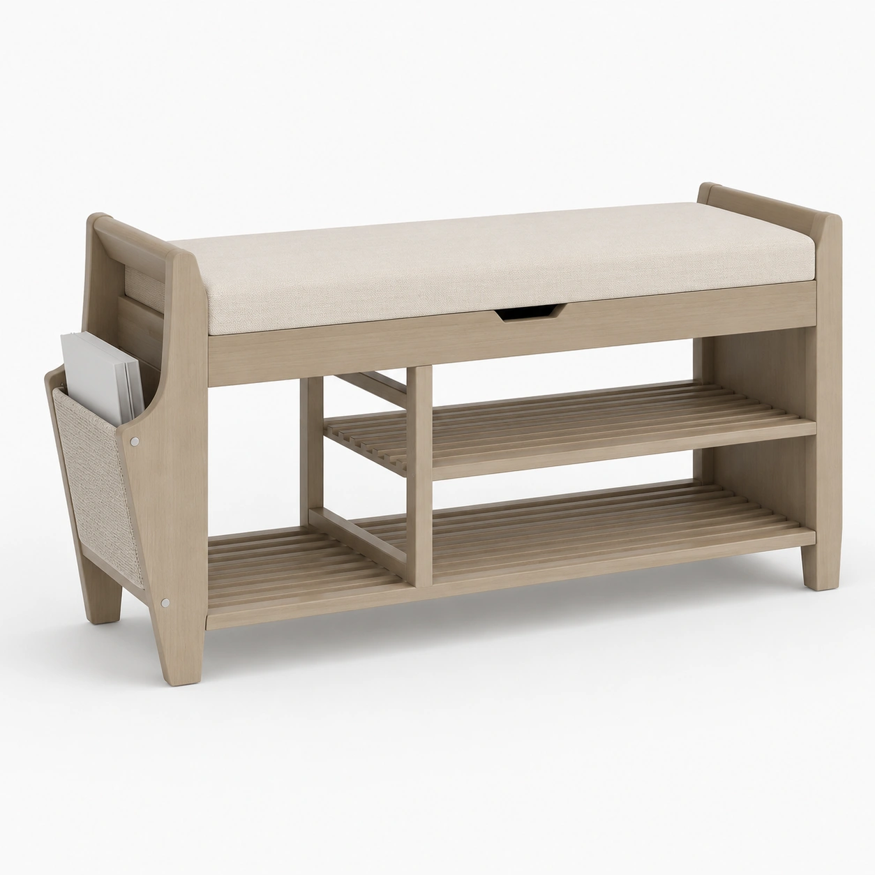 Banco zapatero con asiento acolchado-AuravelleLiving