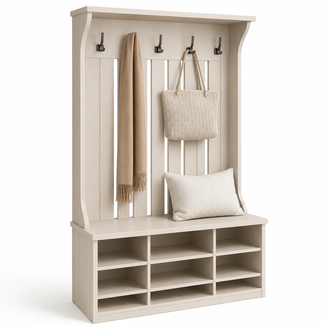 Mueble recibidor con perchero integrado-AuravelleLiving