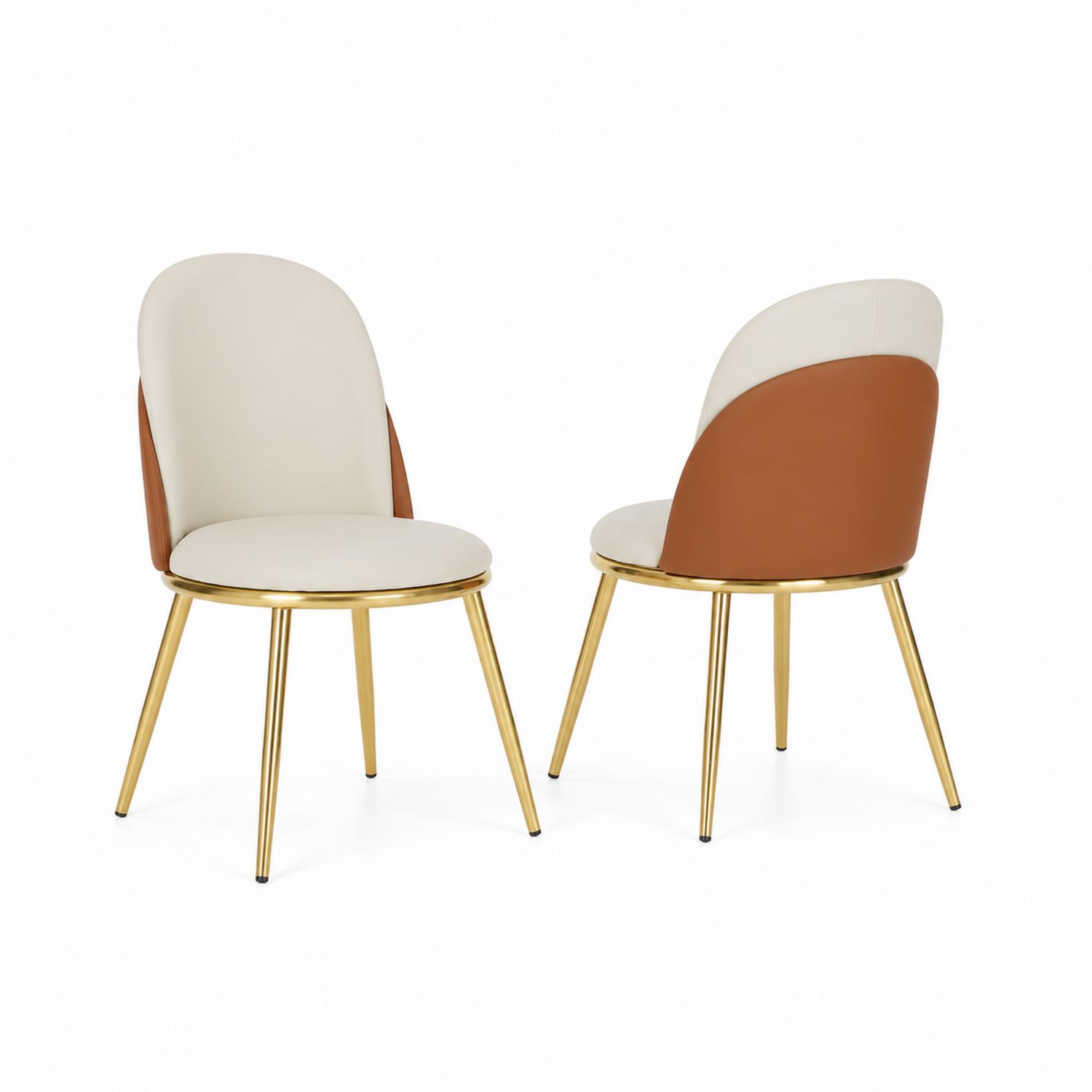 Juego de Sillas de Comedor Tapizadas en PU con Patas de Metal Dorado