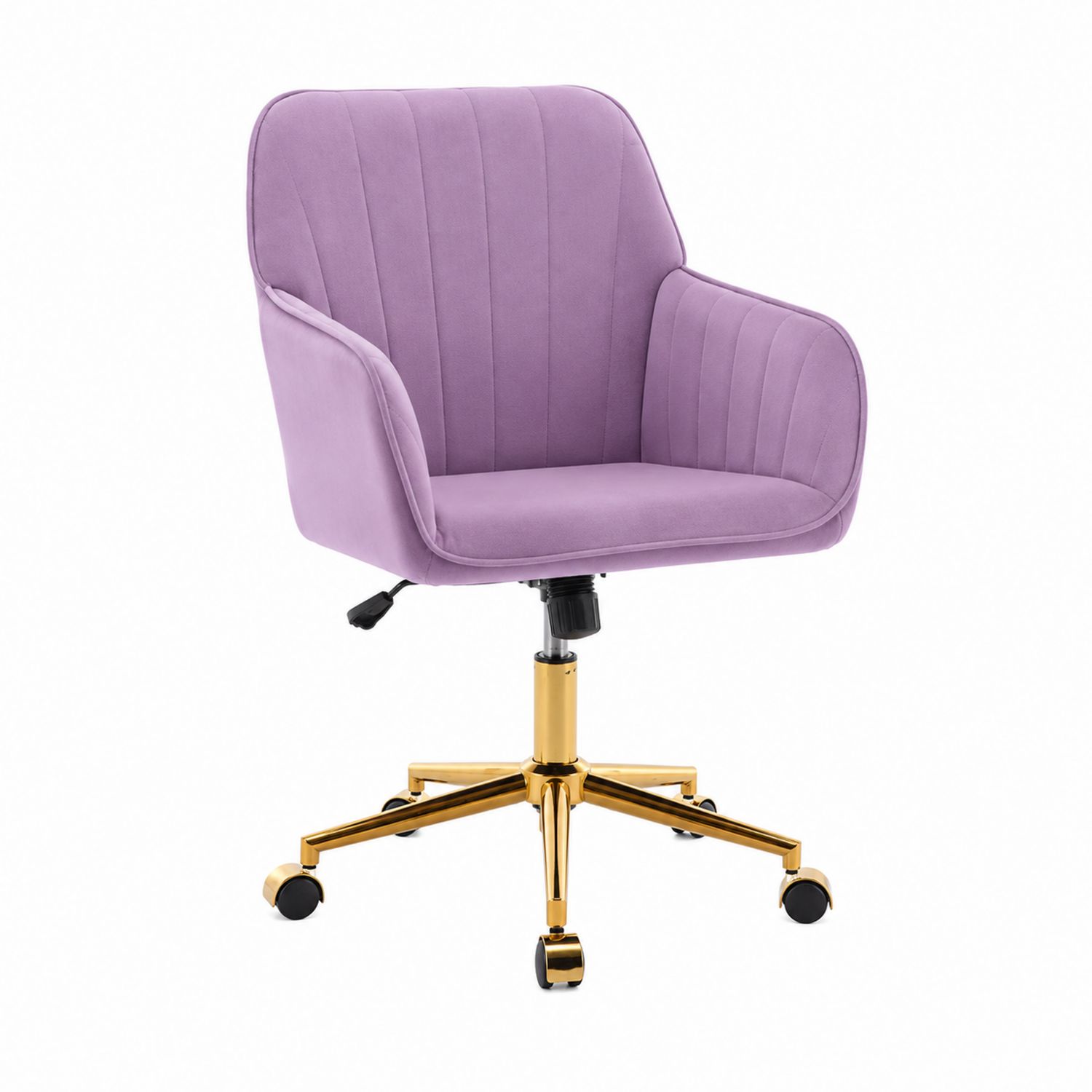 Silla de Oficina de Terciopelo Violeta con Base Dorada