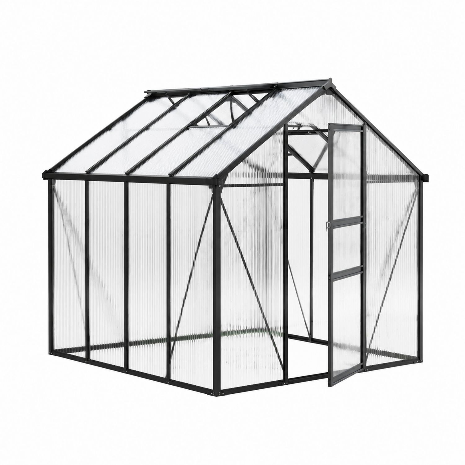 Invernadero de Aluminio y Policarbonato 190x250x195 cm Negro