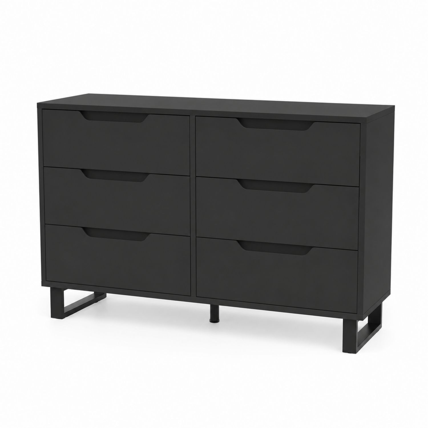 Cómoda con 6 Cajones de Madera Compuesta Negra 120x40x80 cm