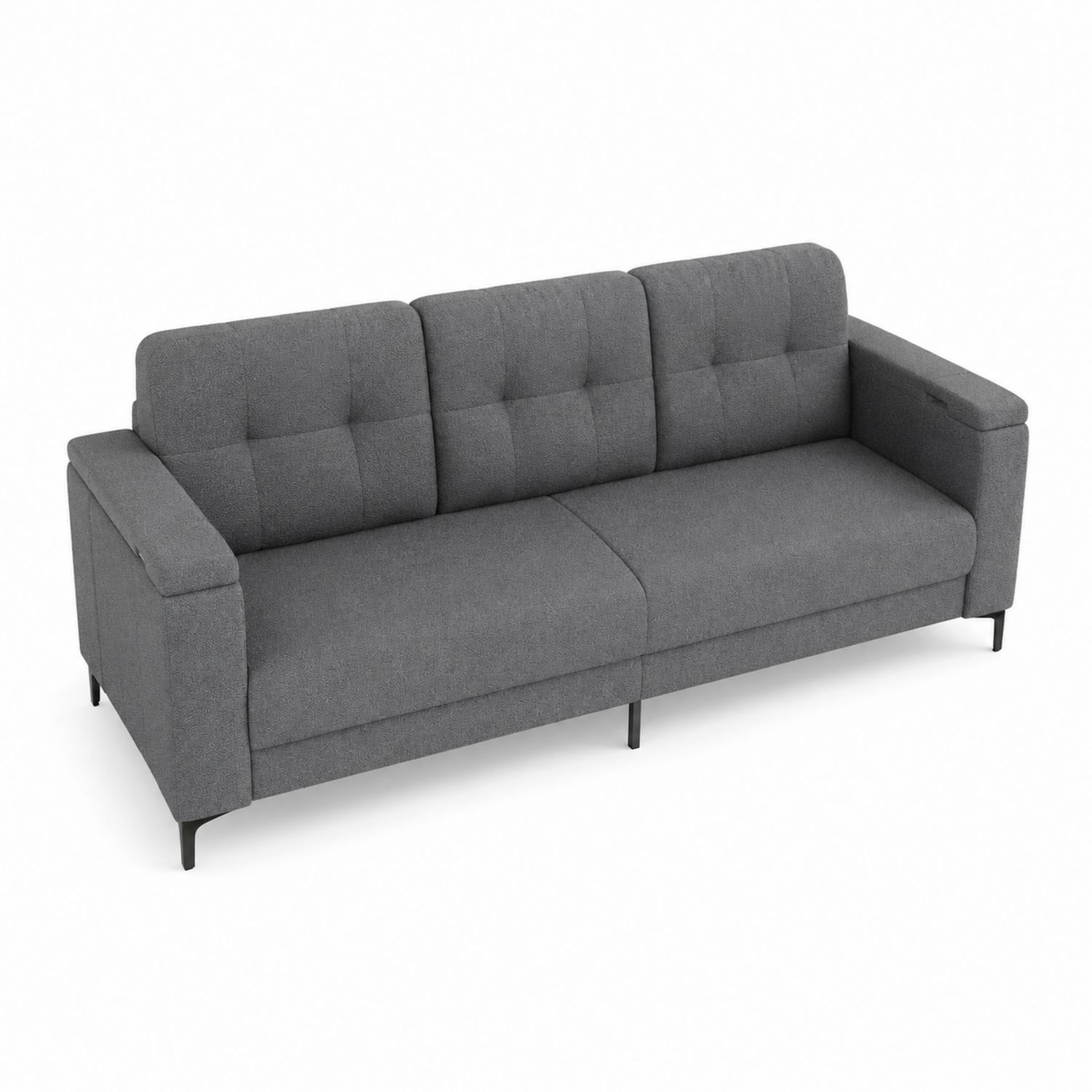 Sofá de 3 plazas de tela gris 210 cm