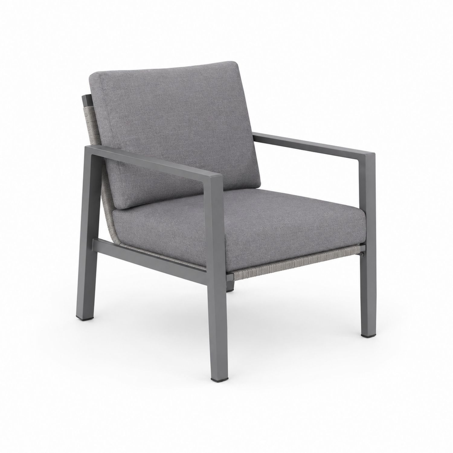 Silla de aluminio para exterior con cojín gris