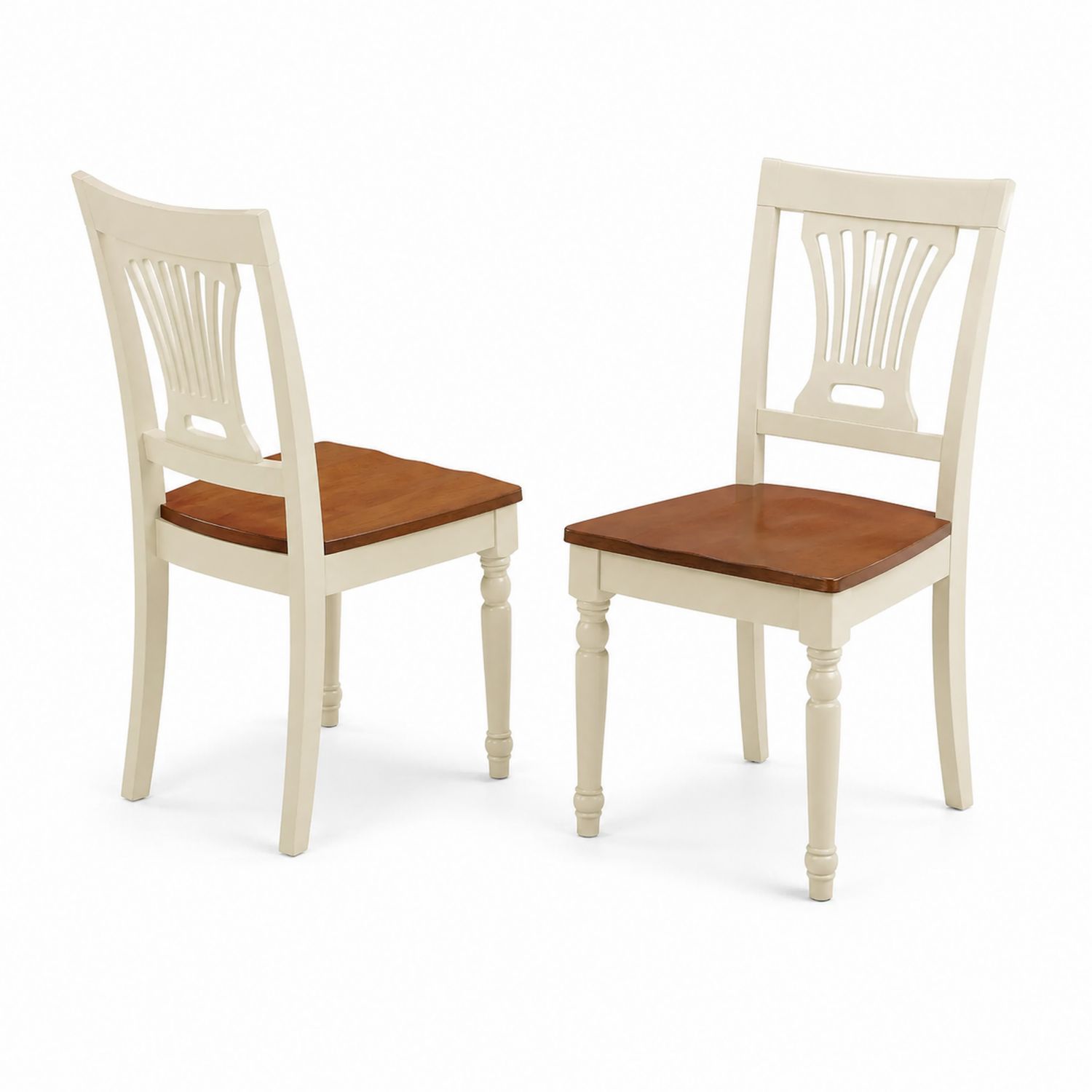 Juego de 2 sillas de madera maciza Marrón y Crema 45x50x90 cm