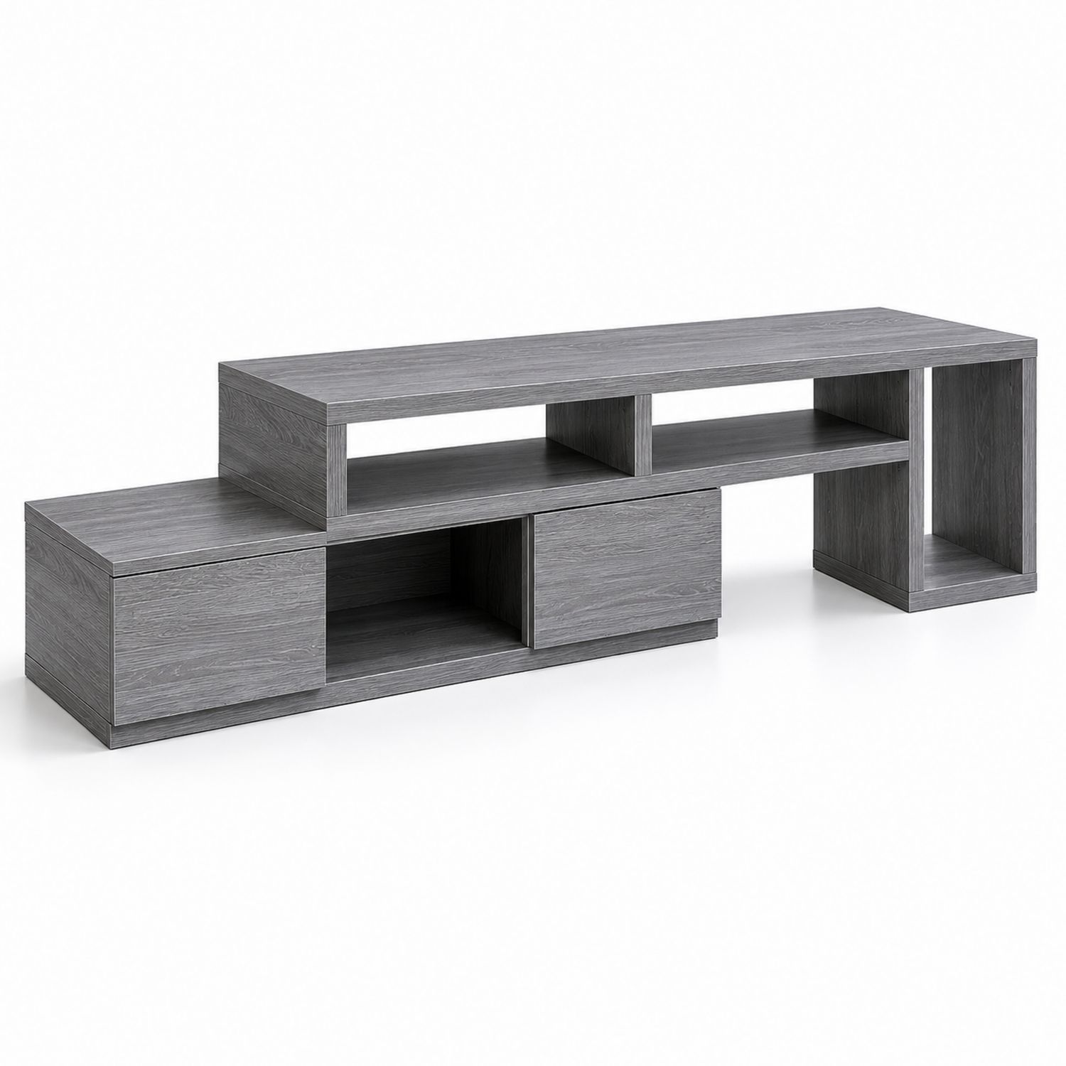Mueble de TV de MDF Gris con Estantes Abiertos