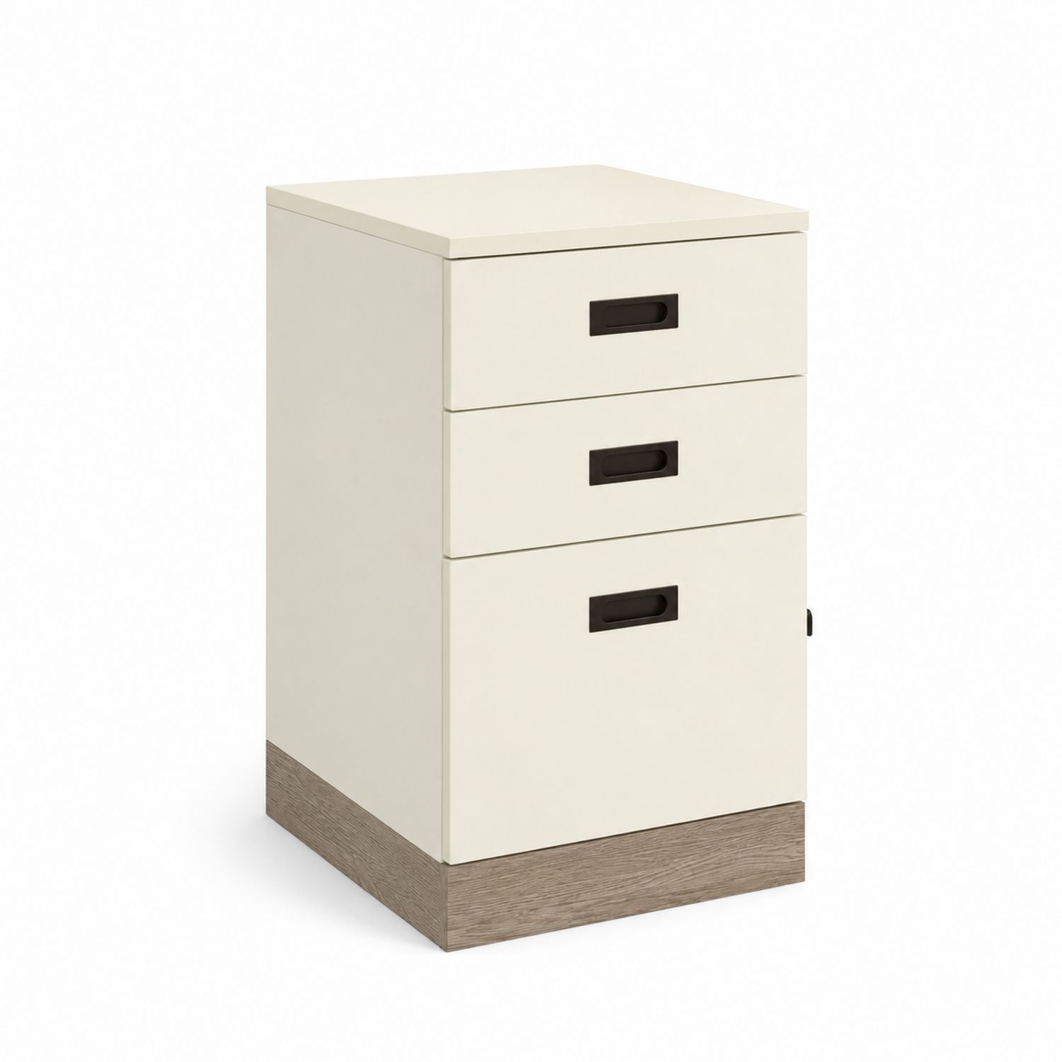Archivador de acero laminado con 3 cajones, Crema y Madera