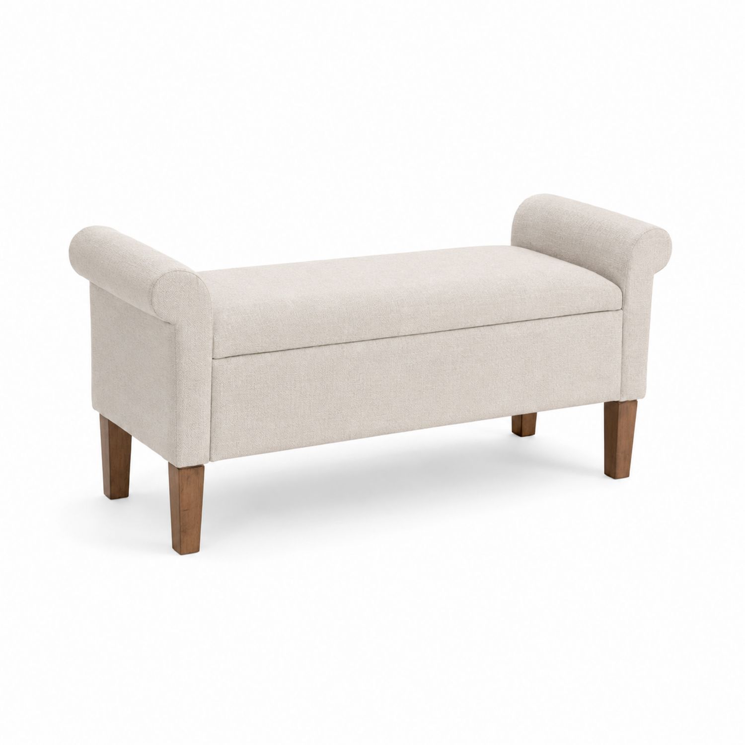 Banco de madera con almacenaje y tela beige