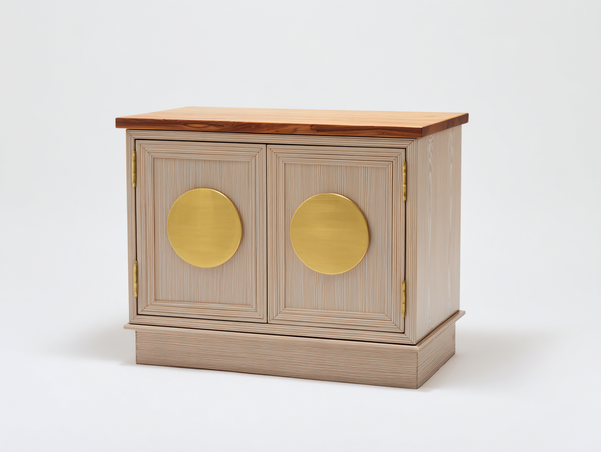 Credenza-Legno-Metallo-138x46x82 cm-Rovere chiaro-Naturale-Stile orientale-Ralenydwell
