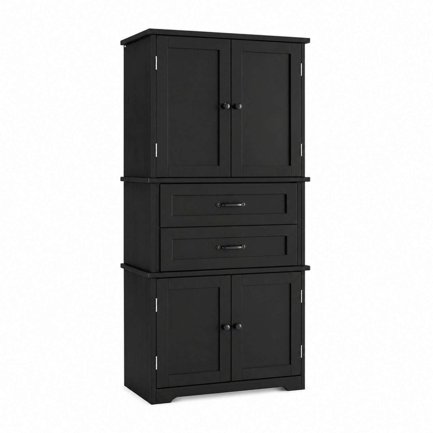 Armoire haute en bois avec portes et tiroirs - Noir-