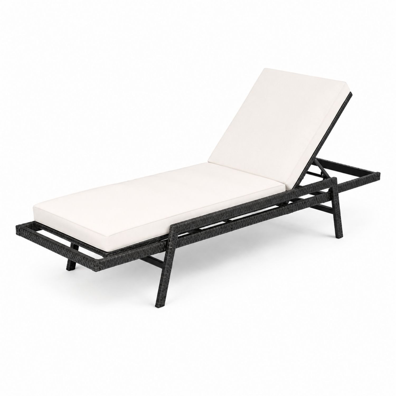 Chaise longue en rotin avec coussin réglable-