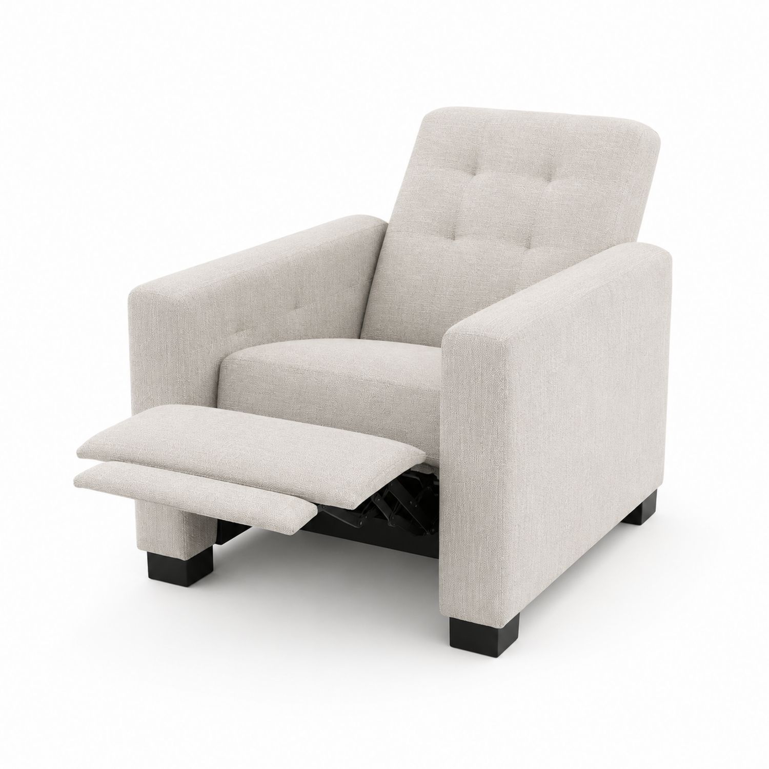 Fauteuil inclinable en tissu beige avec repose-pieds-
