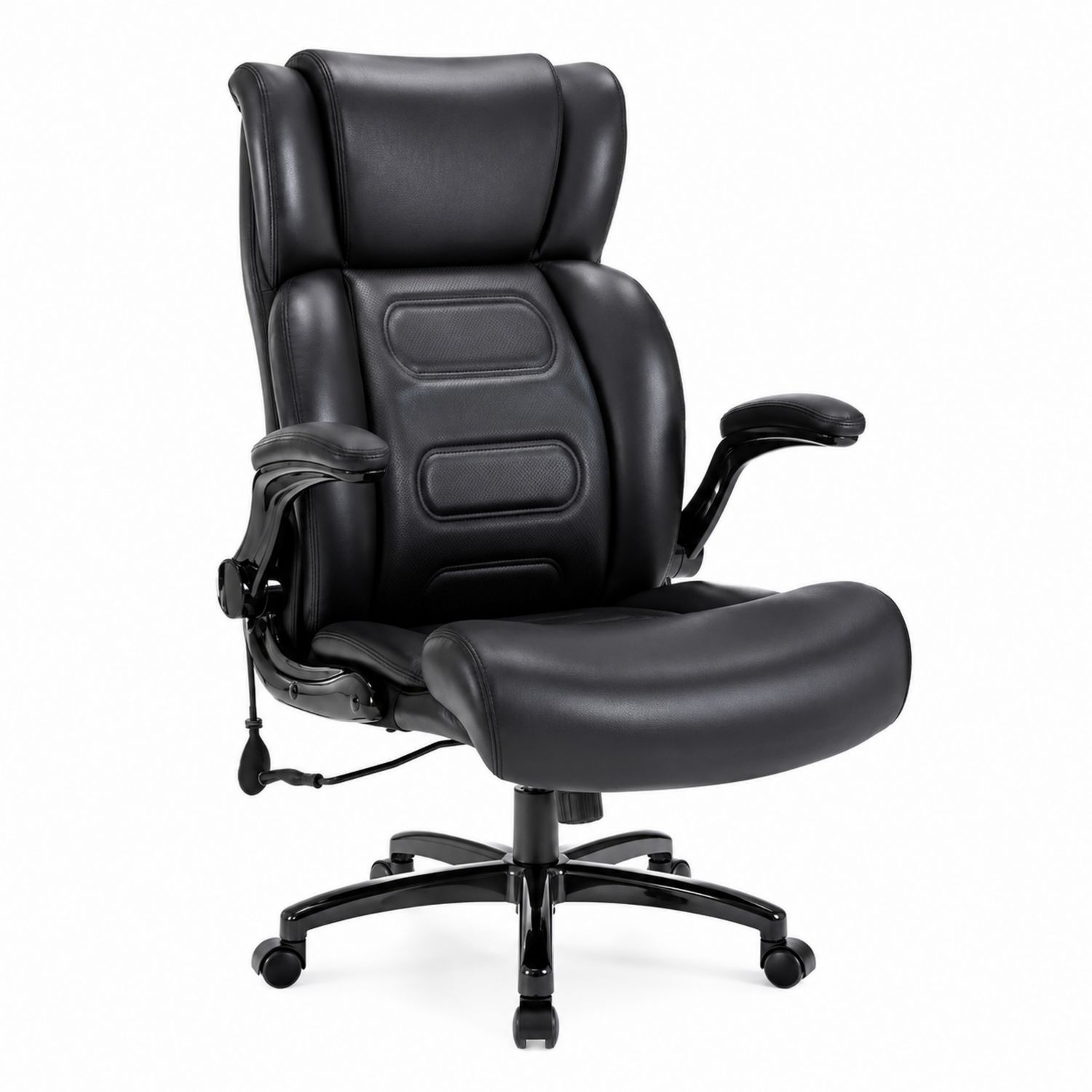 Fauteuil de Bureau en Cuir Synthétique Noir Réglable-