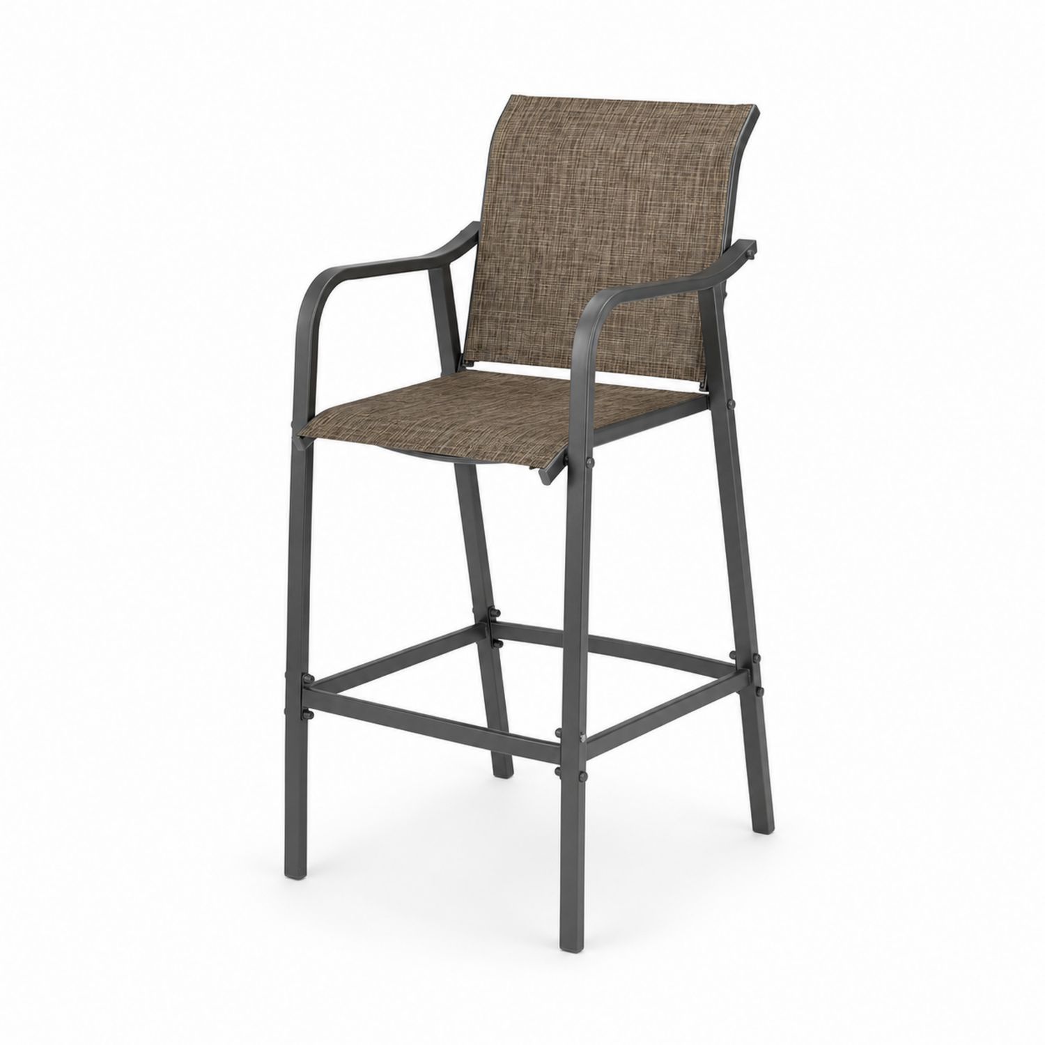 Chaise Haute Extérieure Acier et Textile Marron-