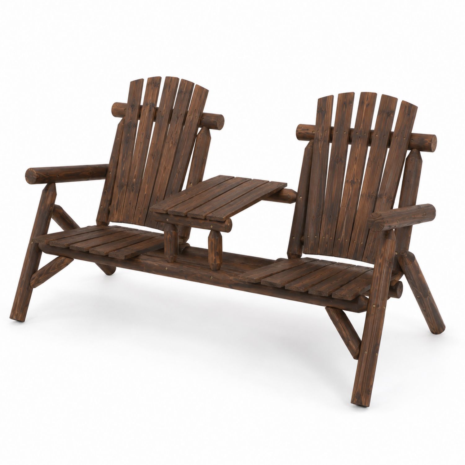 Banc de jardin en bois avec table intégrée-