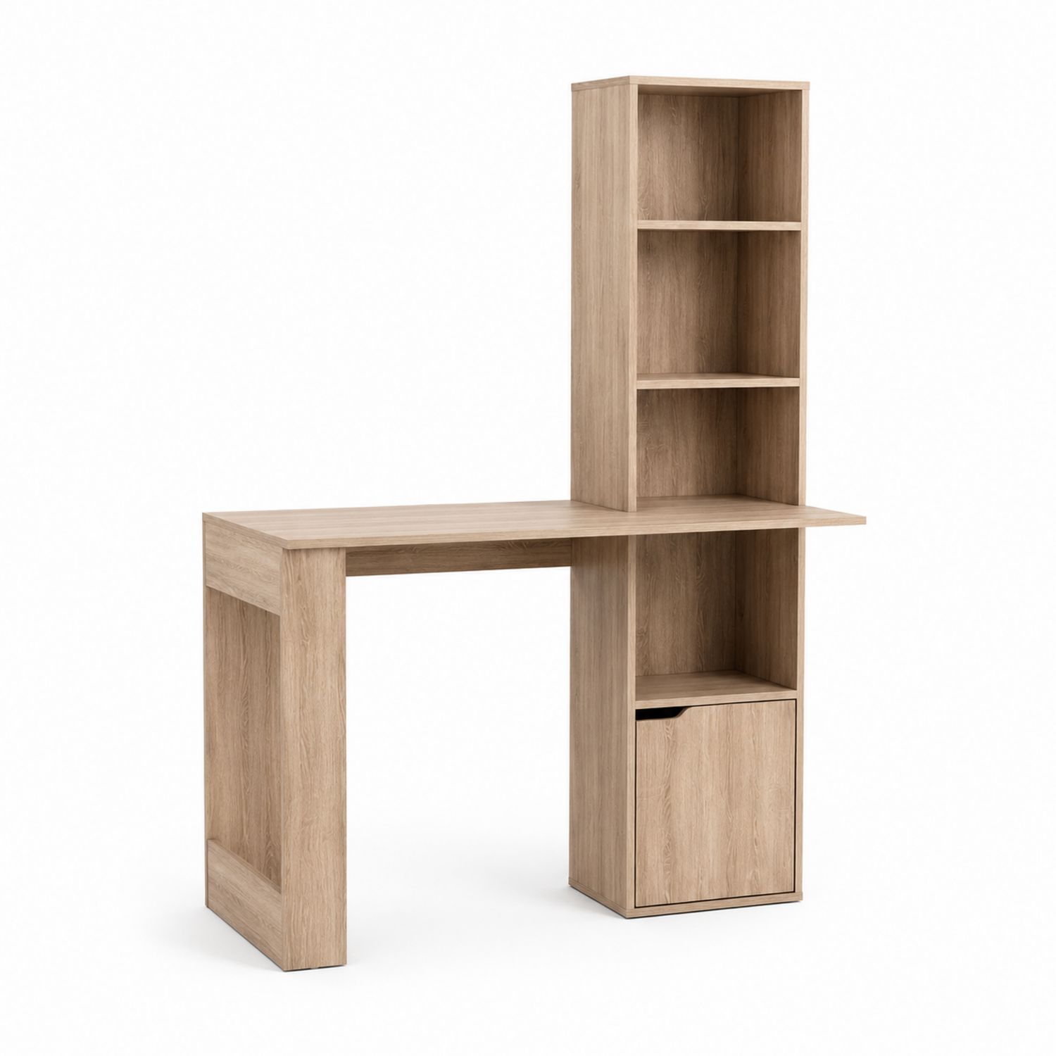 Bureau avec Étagère Intégrée en Bois de Chêne Clair-