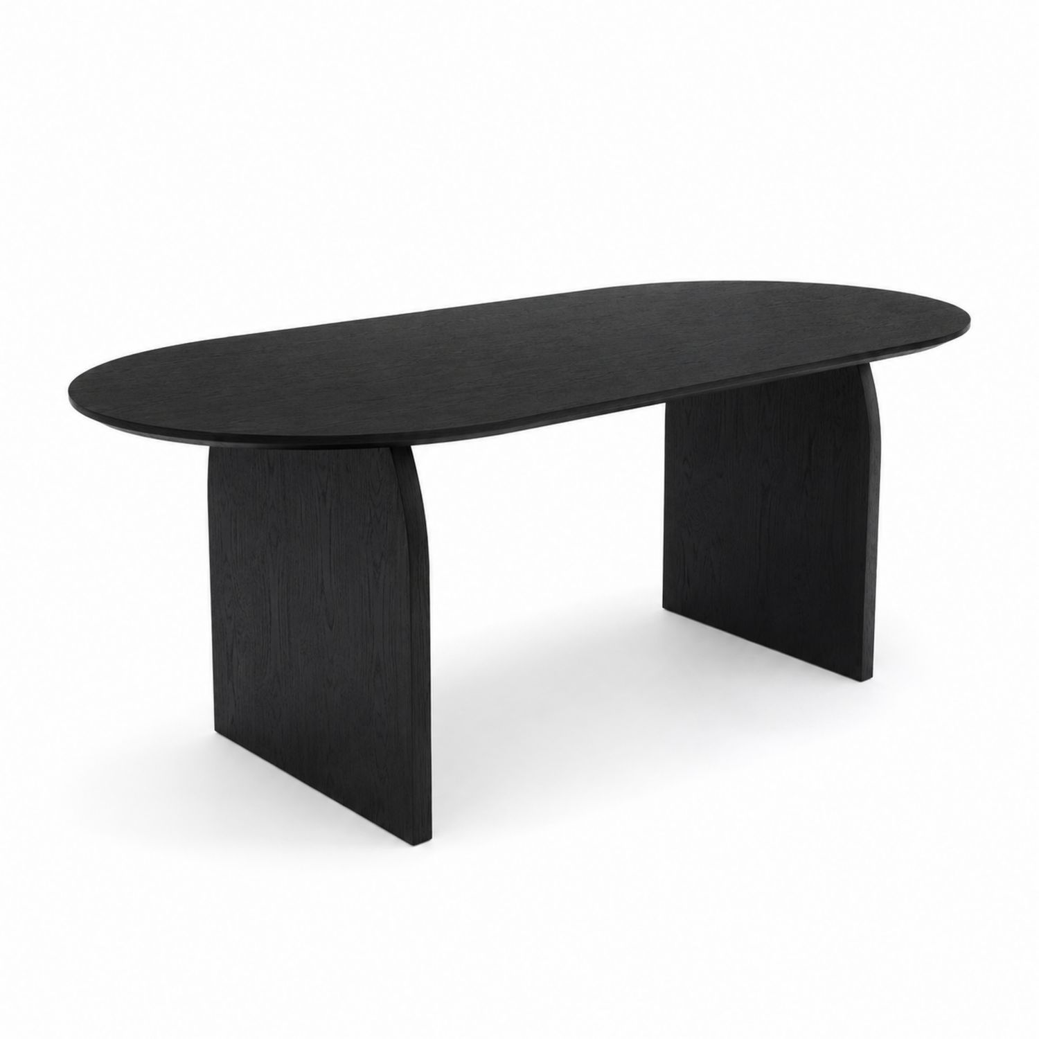 Table à manger ovale en bois noir-