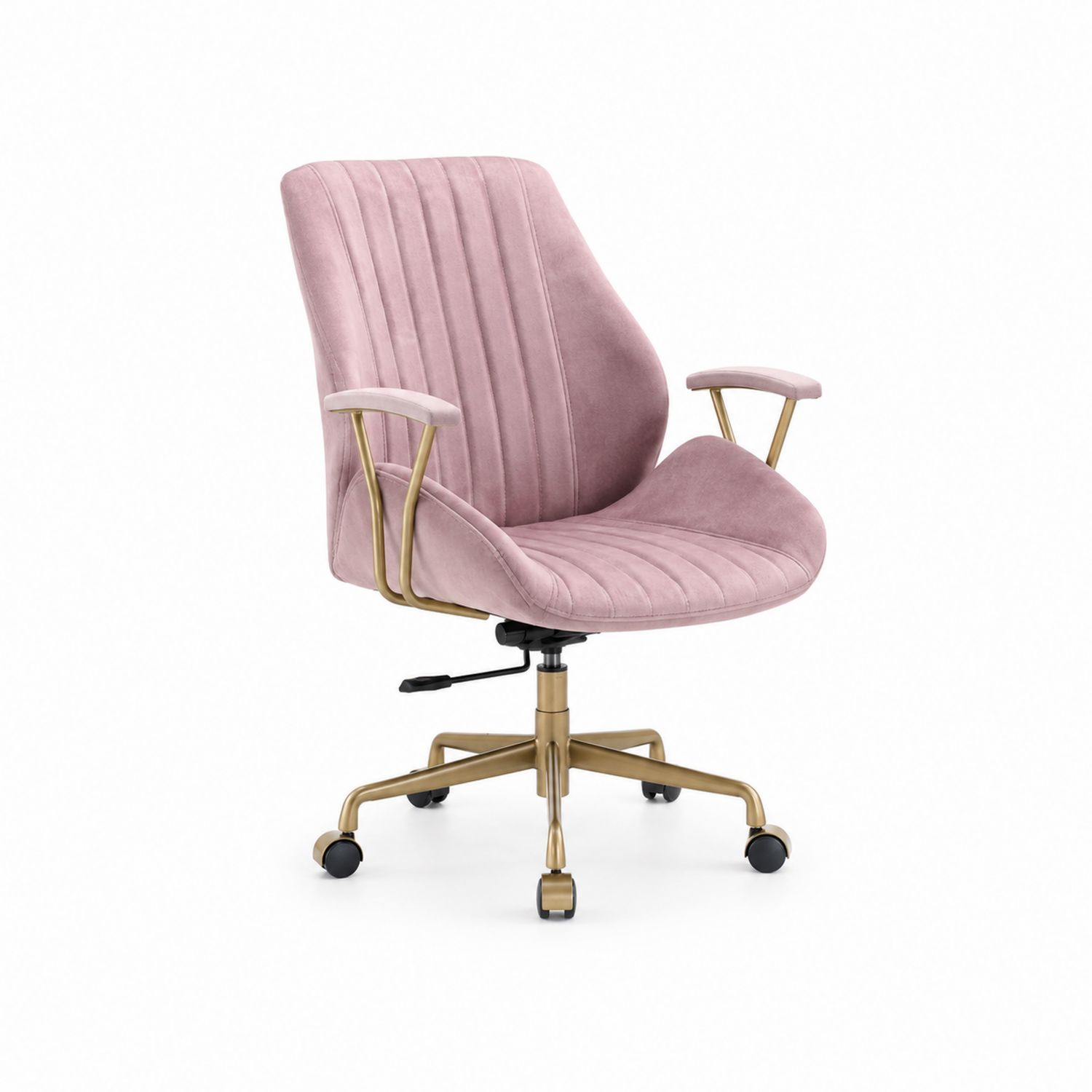 Chaise de bureau en velours avec accoudoirs métalliques-