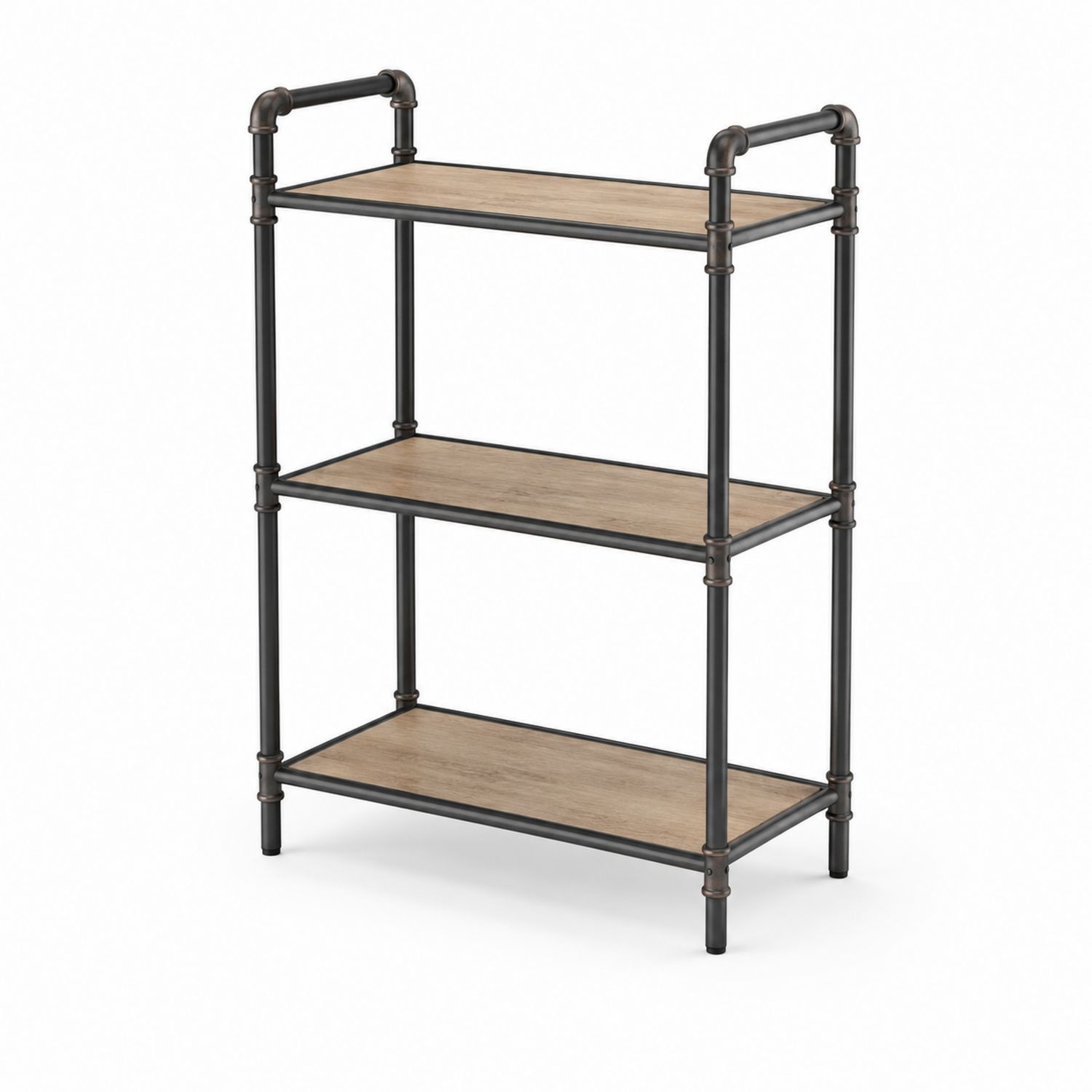 Étagère à 3 niveaux en bois et métal avec structure en acier-