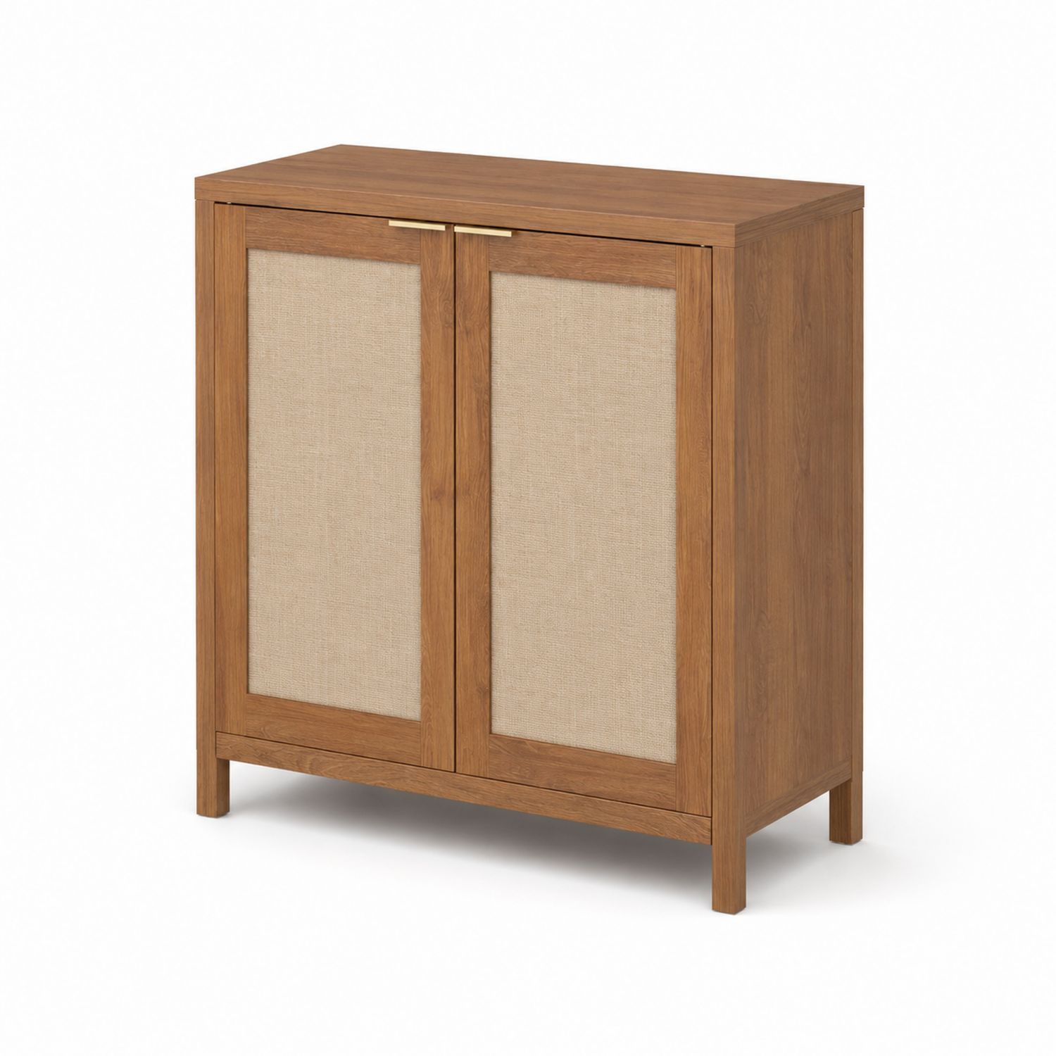 Buffet en Bois avec Portes en Lin 80x40x90cm Chêne/Beige-