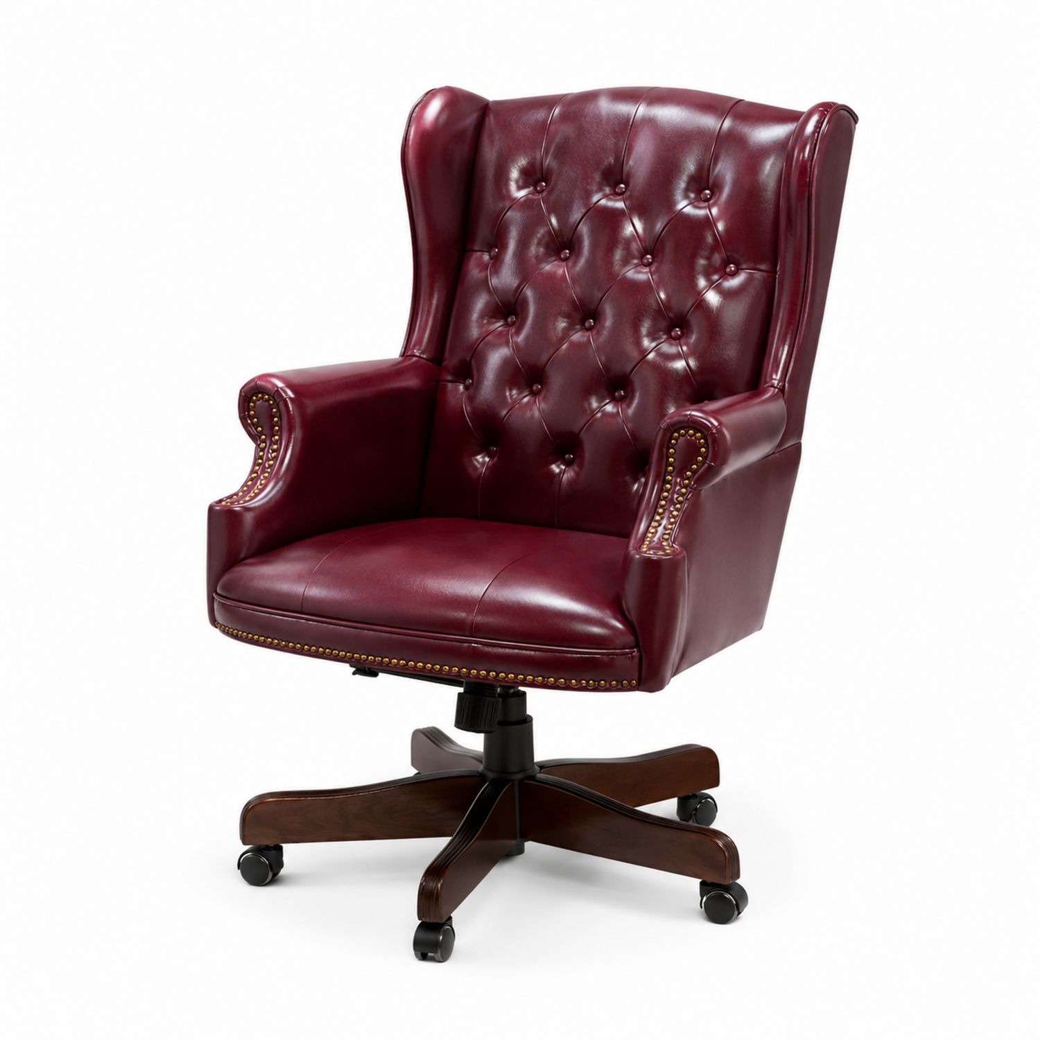 Chaise de bureau en cuir avec dossier capitonné-