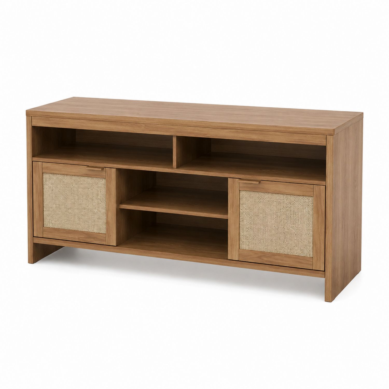 Meuble TV en bois d'acacia et rotin-