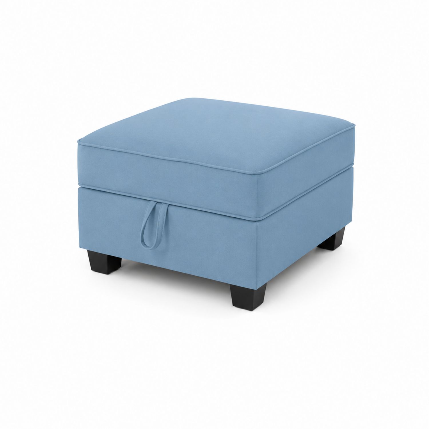 Repose-pieds carré 45cm tissu polyester Bleu-