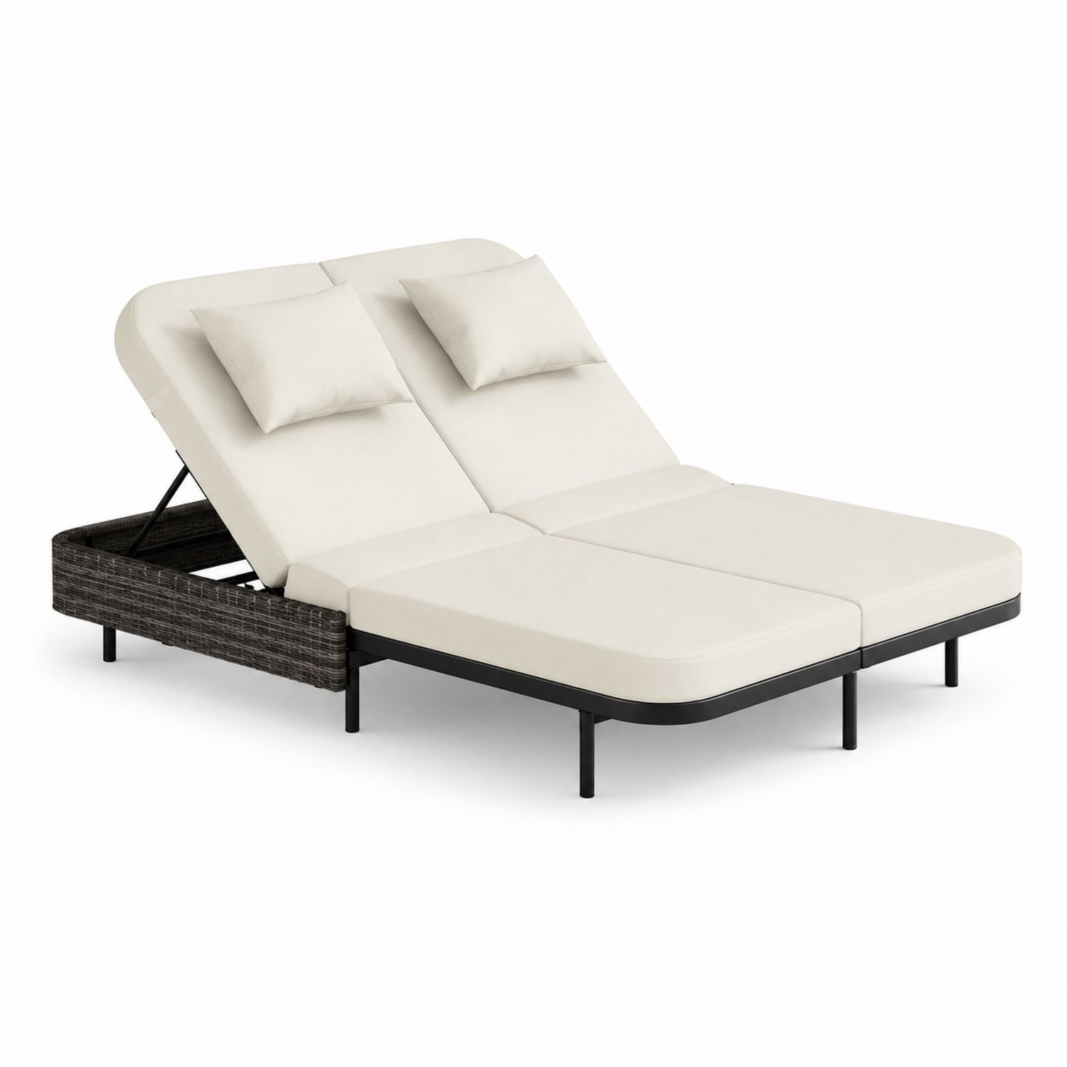 Lit de repos double en aluminium avec coussins en polyester-