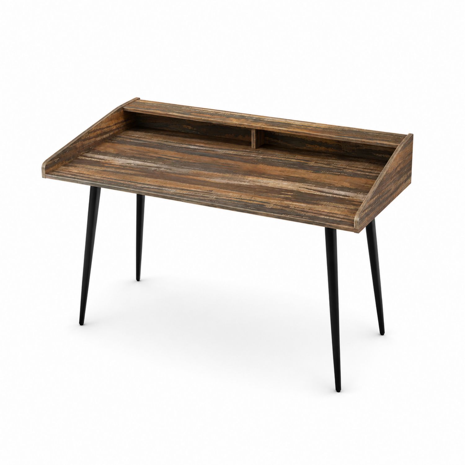 Bureau en bois massif avec pieds en métal noir-