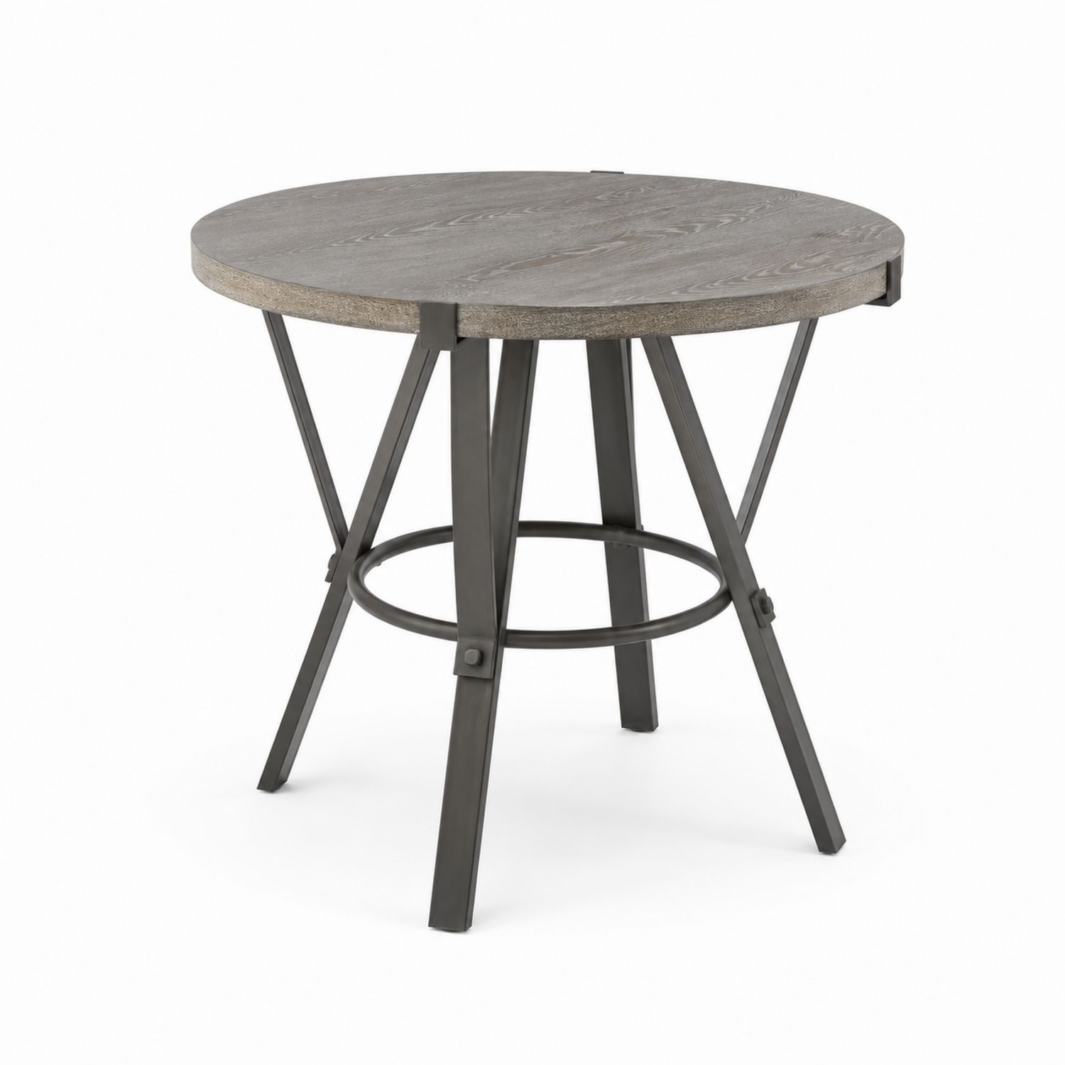 Table ronde en Bois et Métal Gris-