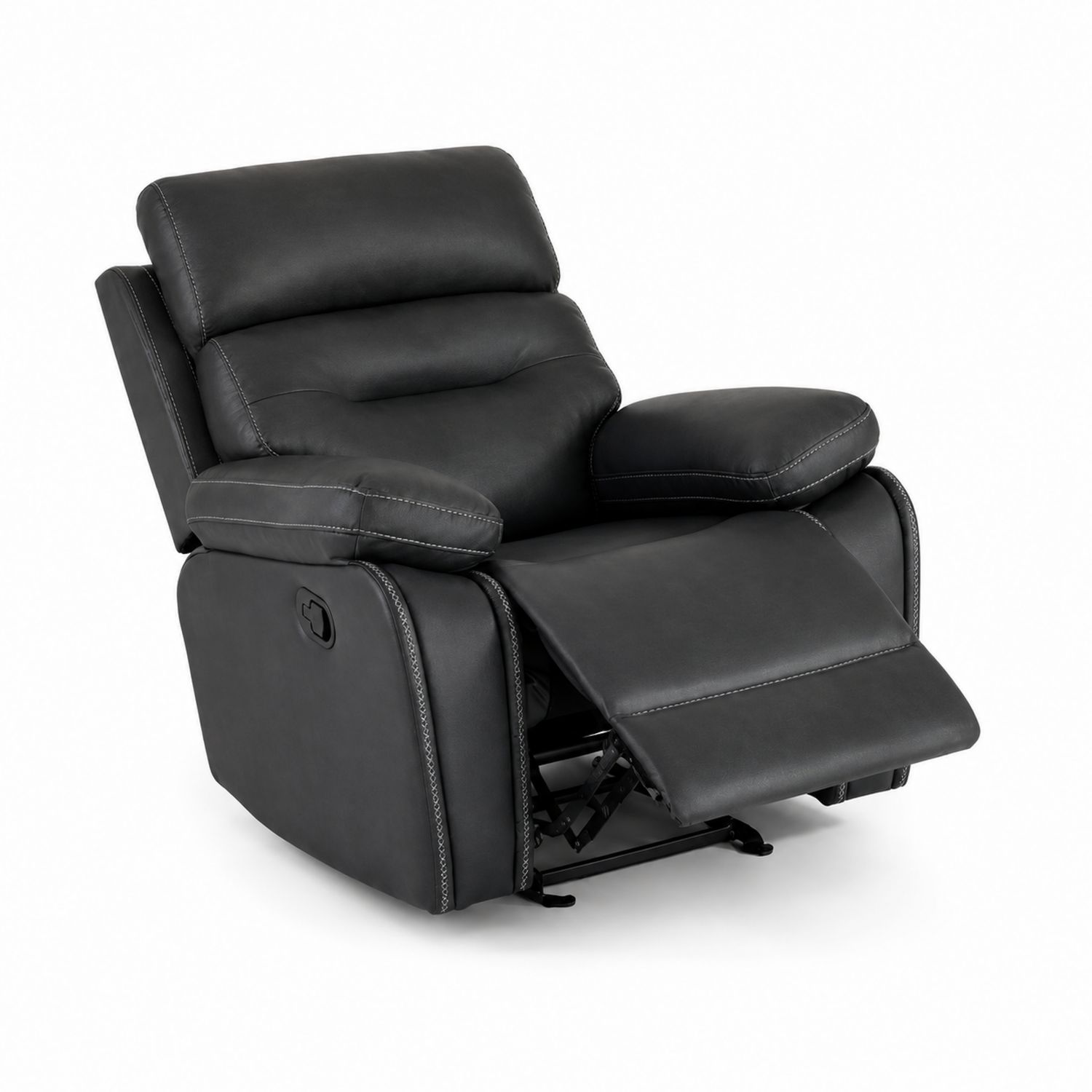 Fauteuil inclinable en cuir synthétique noir avec repose-pieds-