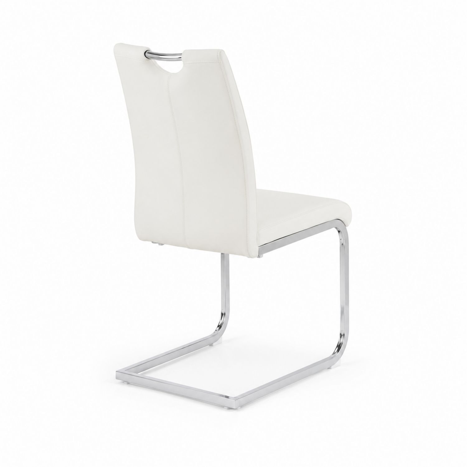 Chaise en cuir PU blanc et acier chromé