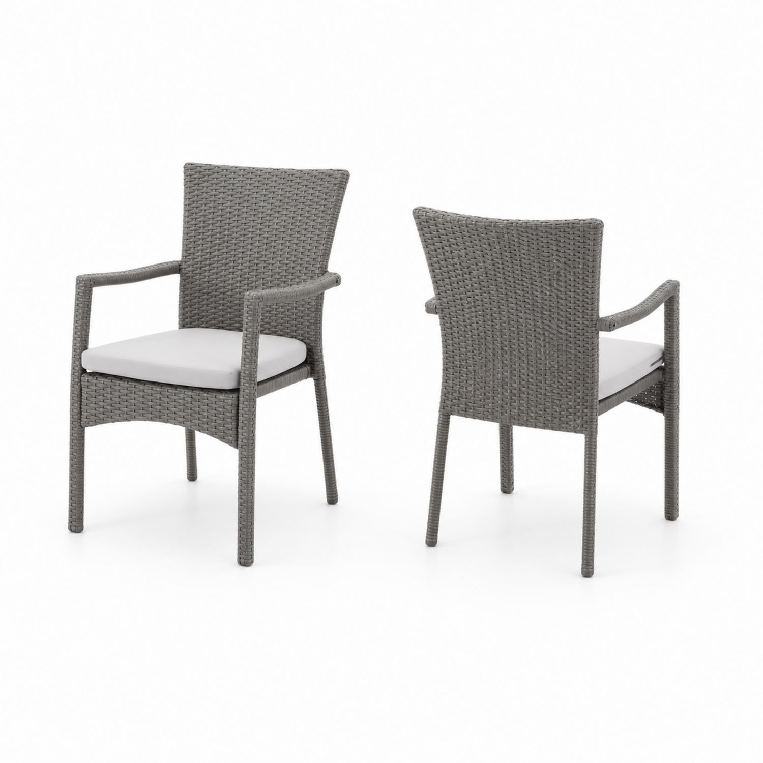 Lot de 2 chaises d'extérieur en résine tressée avec coussin