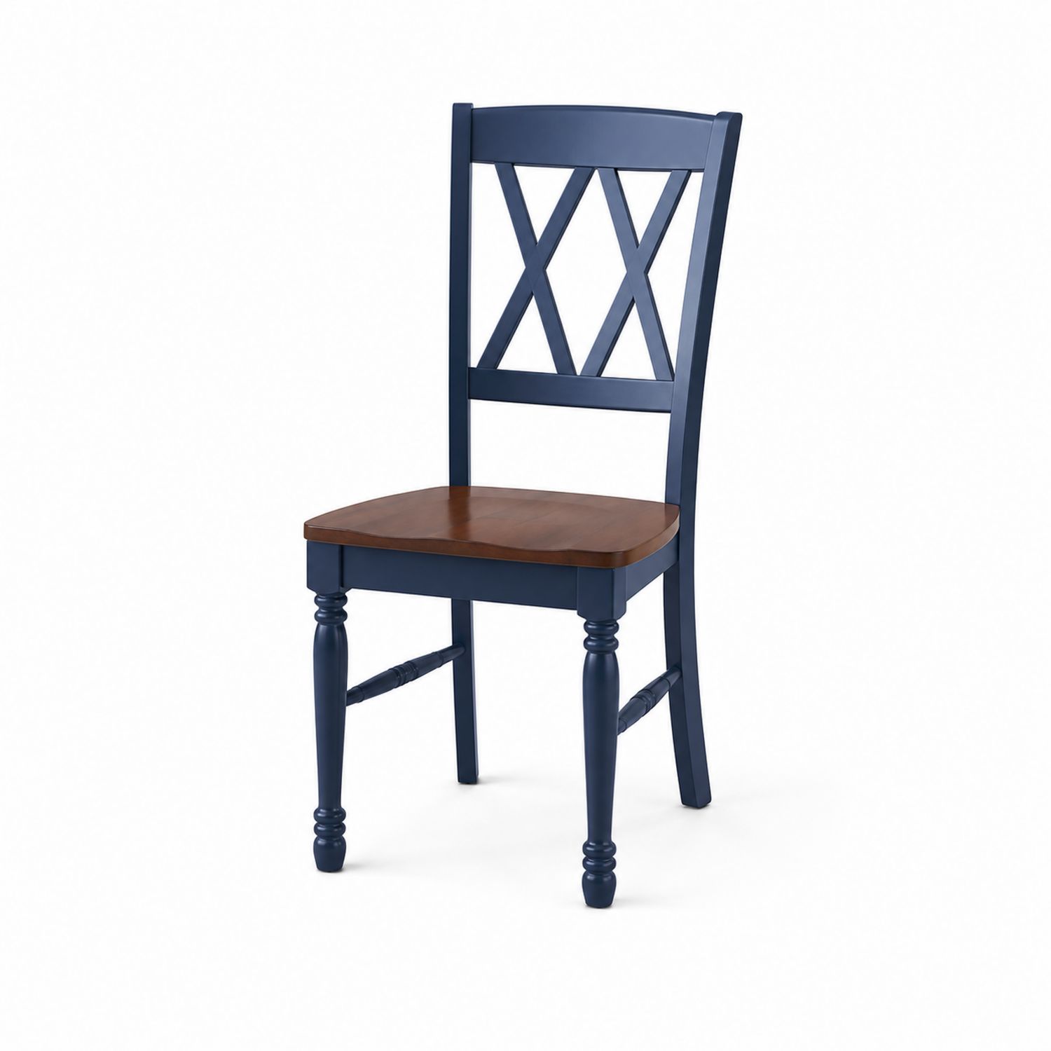 Chaise en bois massif bleu et marron