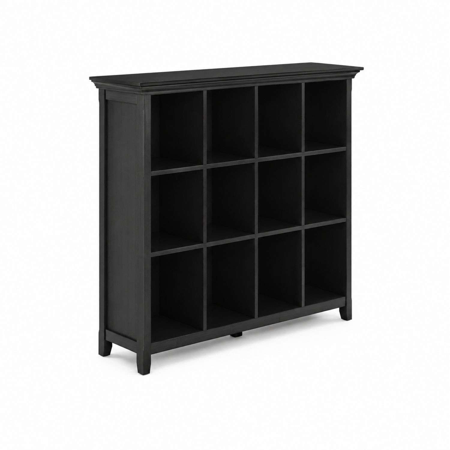 Bibliothèque à 12 Compartiments en Bois Noir