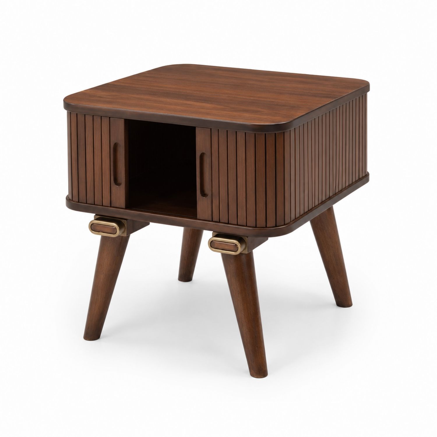 Table de chevet en bois avec portes coulissantes H50 x L40 x P40 Marron