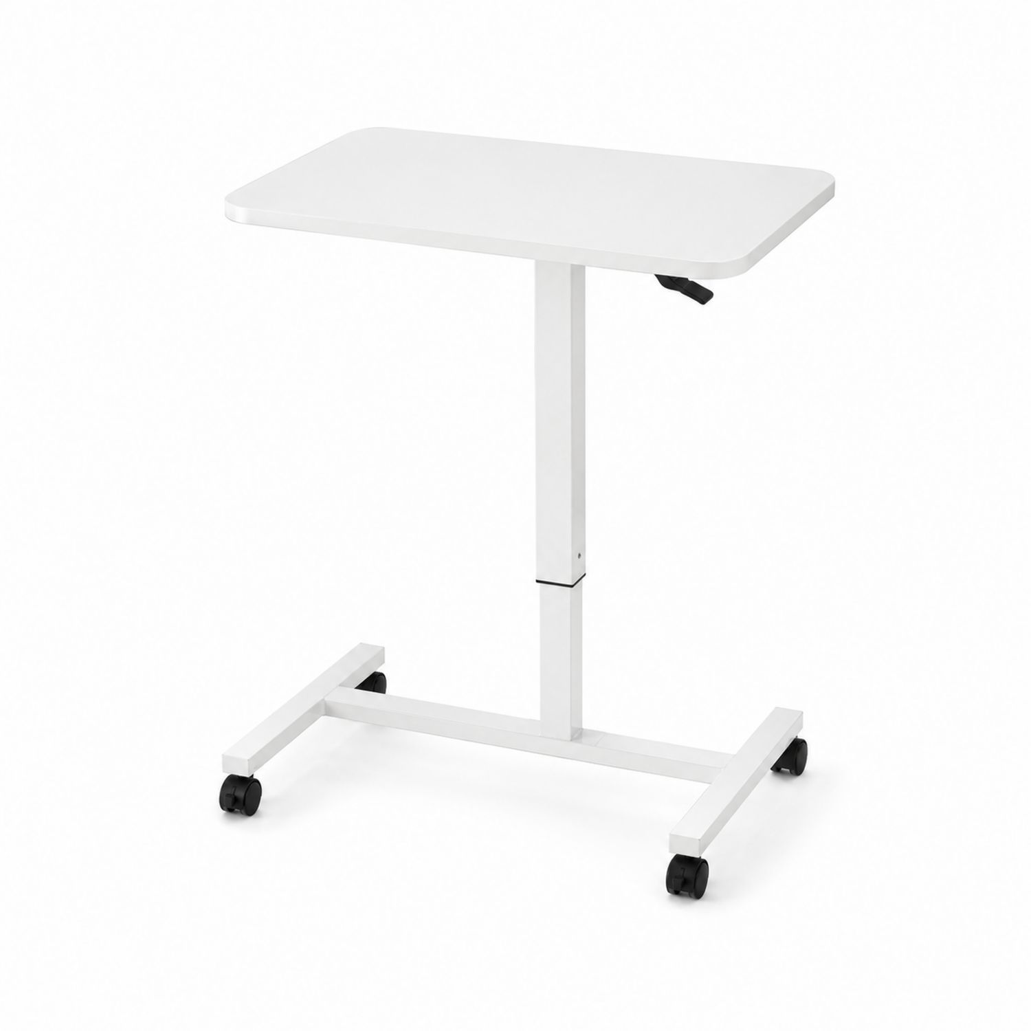 Table de bureau réglable en hauteur avec roulettes 60x40 cm métal Blanc
