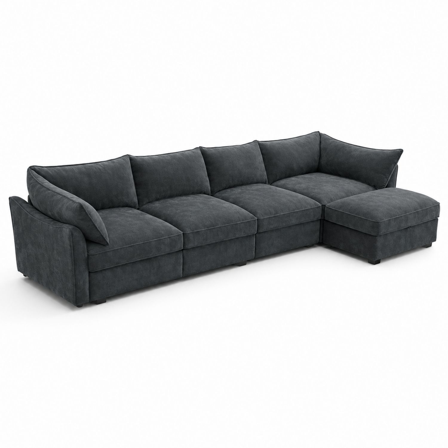 Canapé d'angle en tissu polyester Gris Foncé