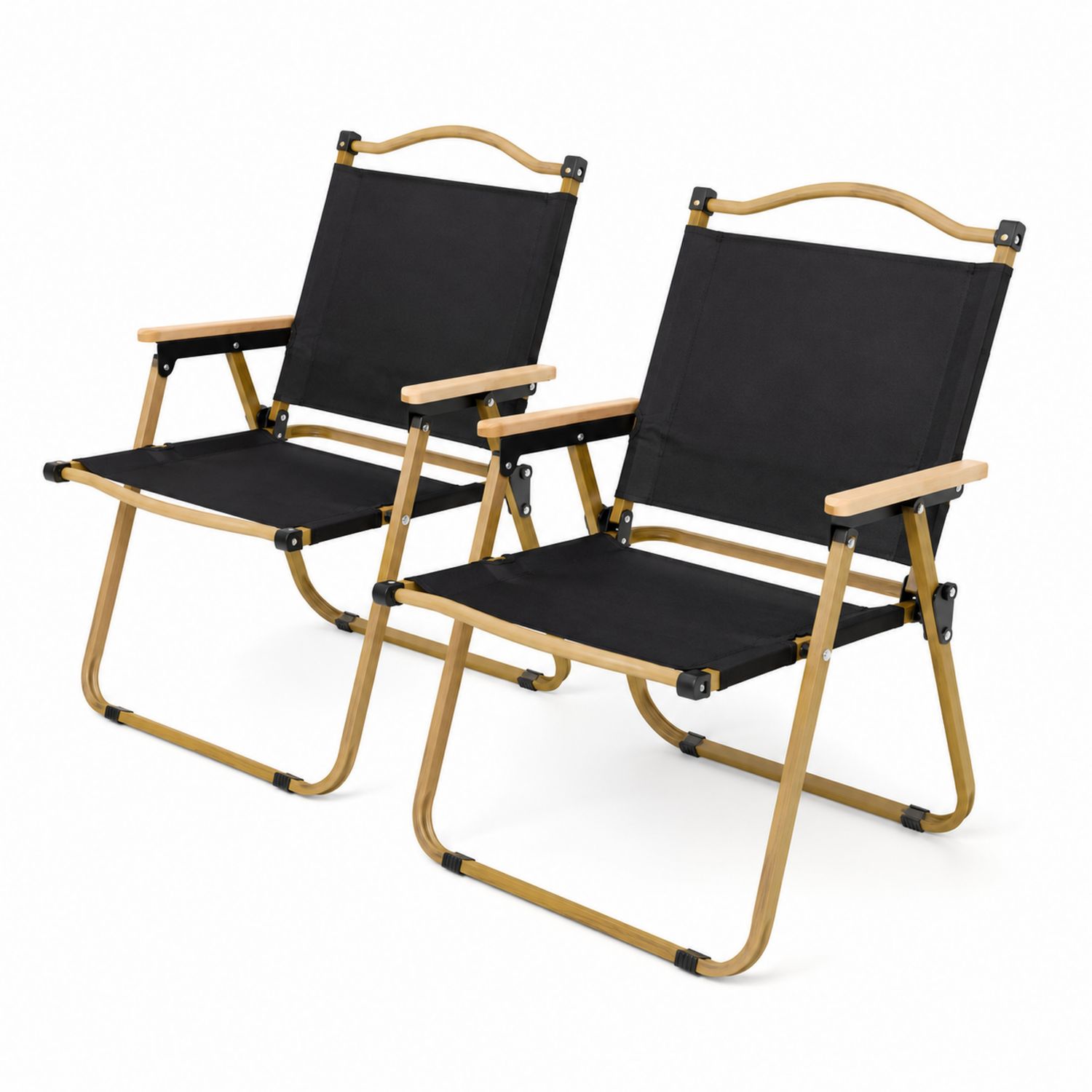 Lot de 2 chaises pliantes en aluminium et polyester noir
