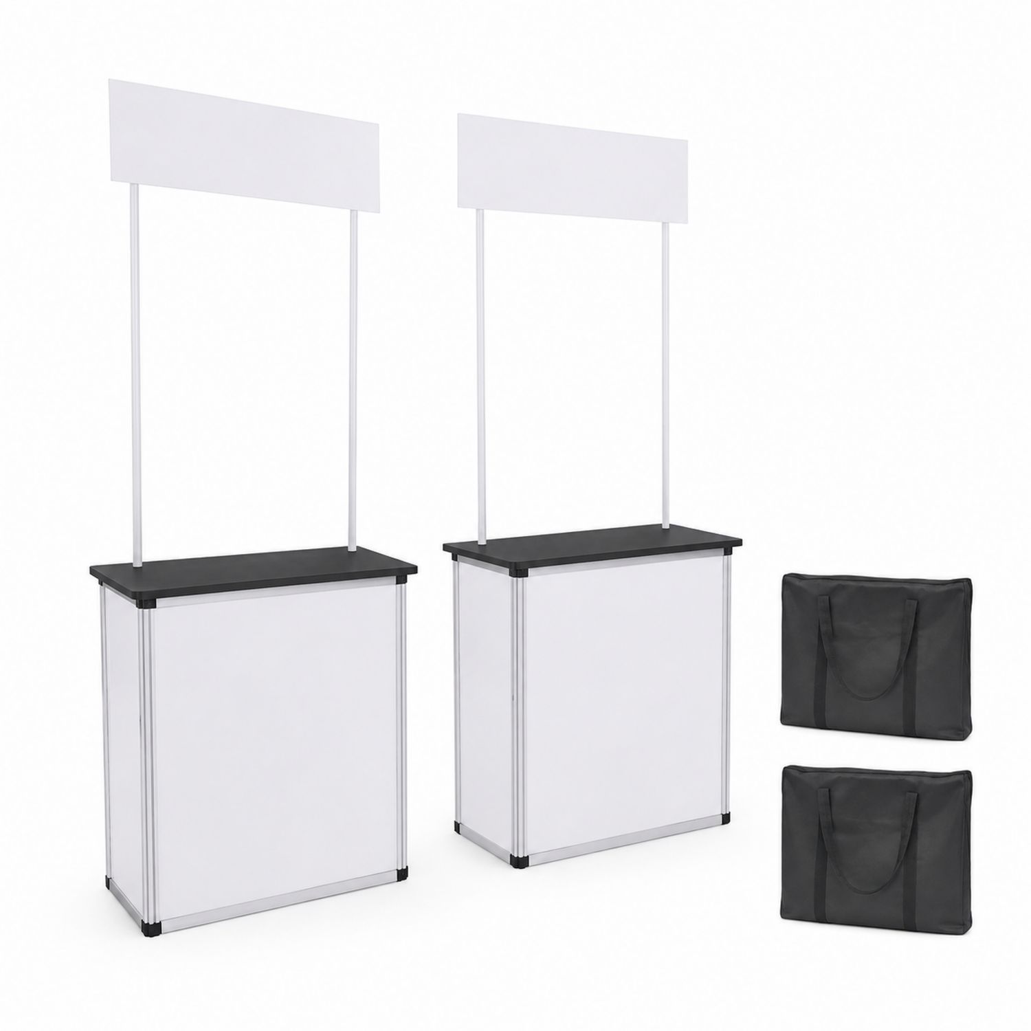Ensemble de deux stands promotionnels en aluminium avec bannières