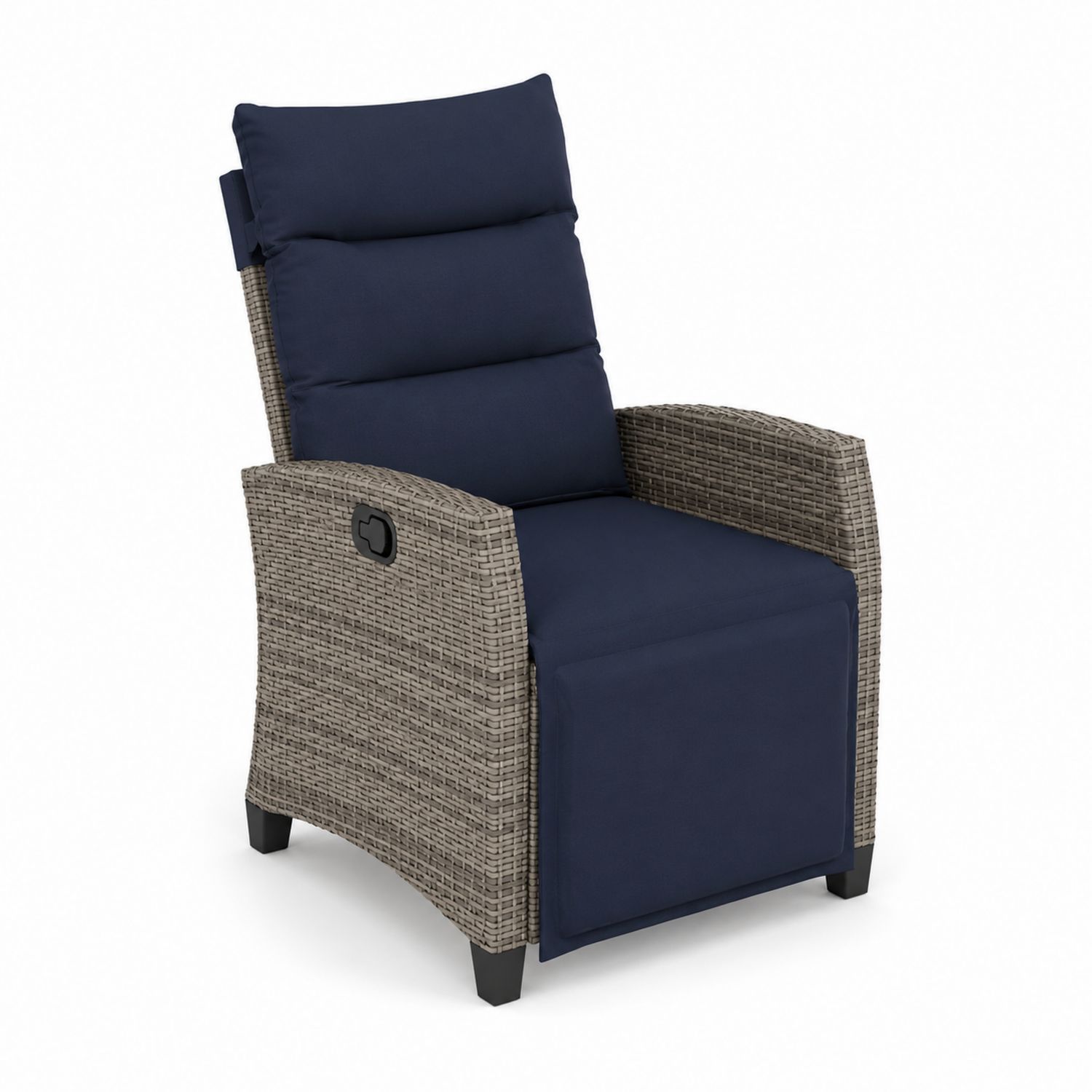 Fauteuil inclinable d'extérieur en rotin coussins polyester Bleu