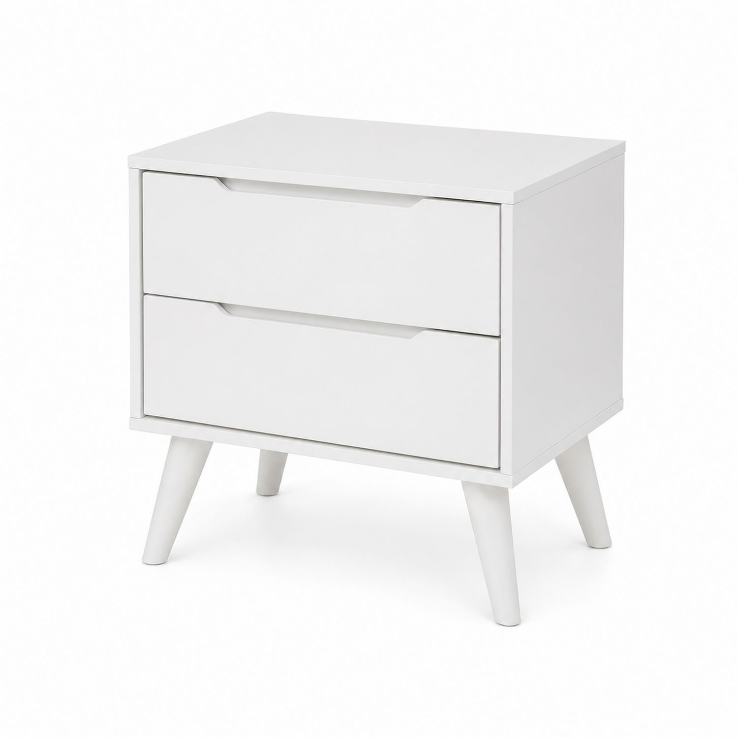 Table de chevet en bois blanc avec 2 tiroirs