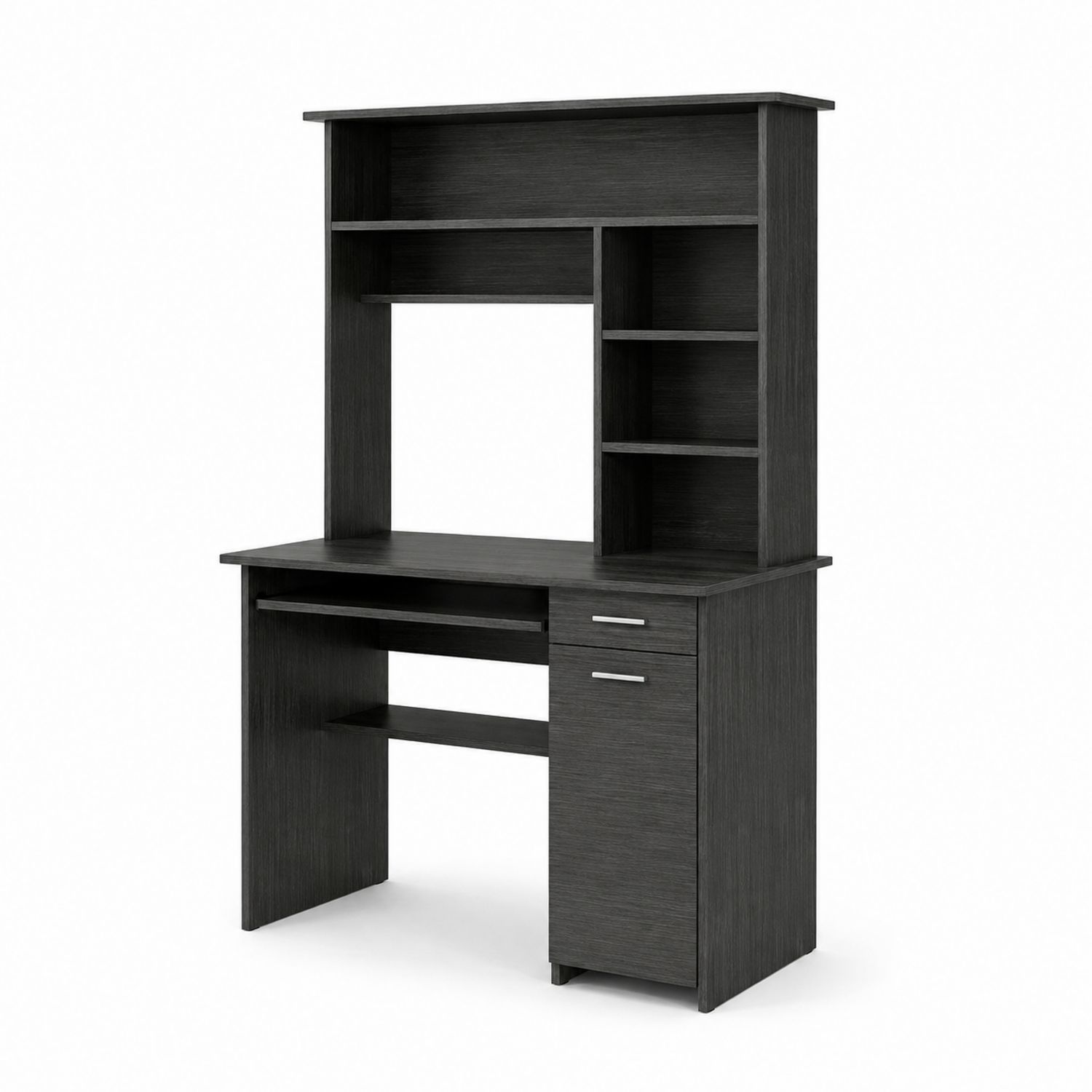 Bureau avec étagères intégrées en bois noir