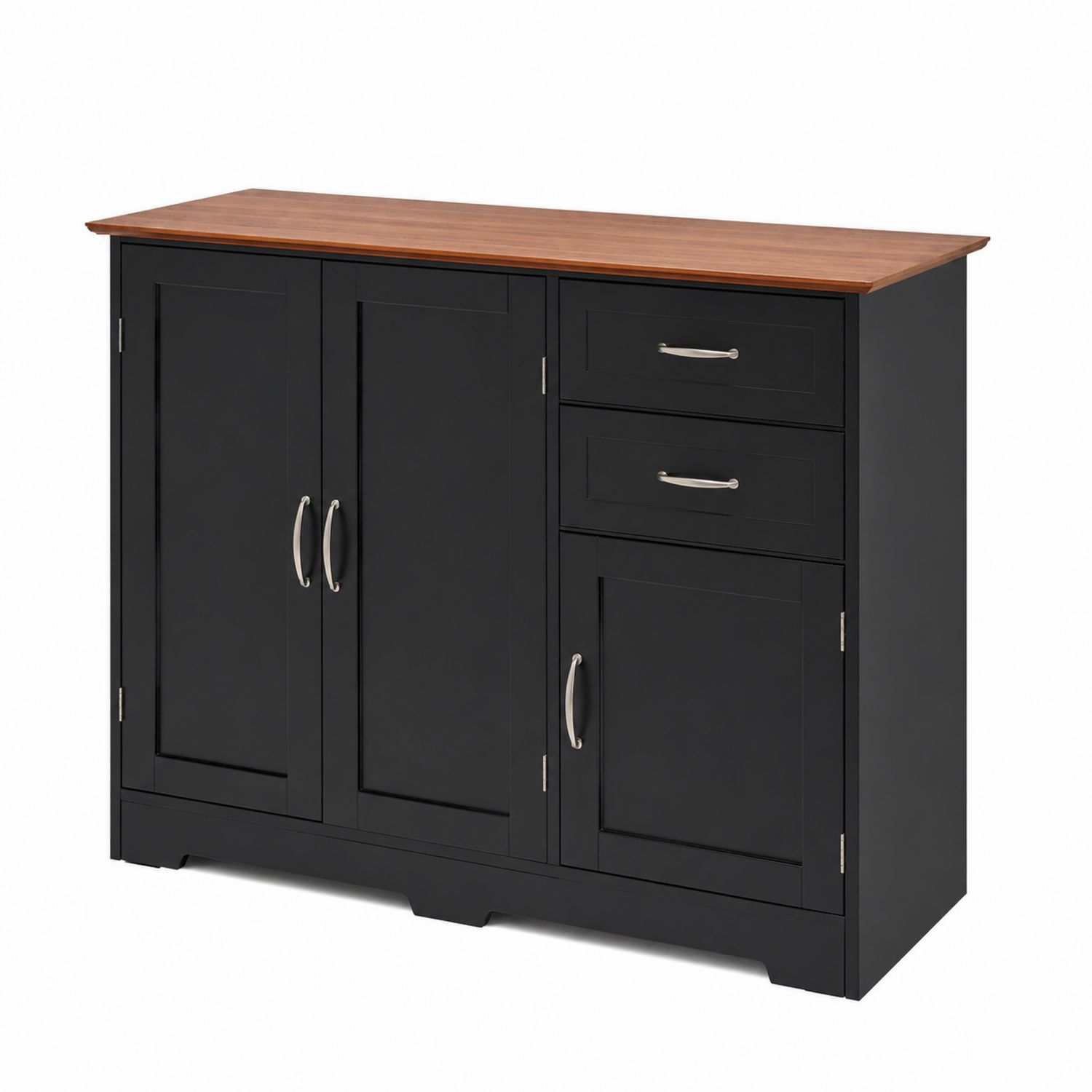 Aparador de Madera con Puertas y Cajones Negro 80x120x40 cm