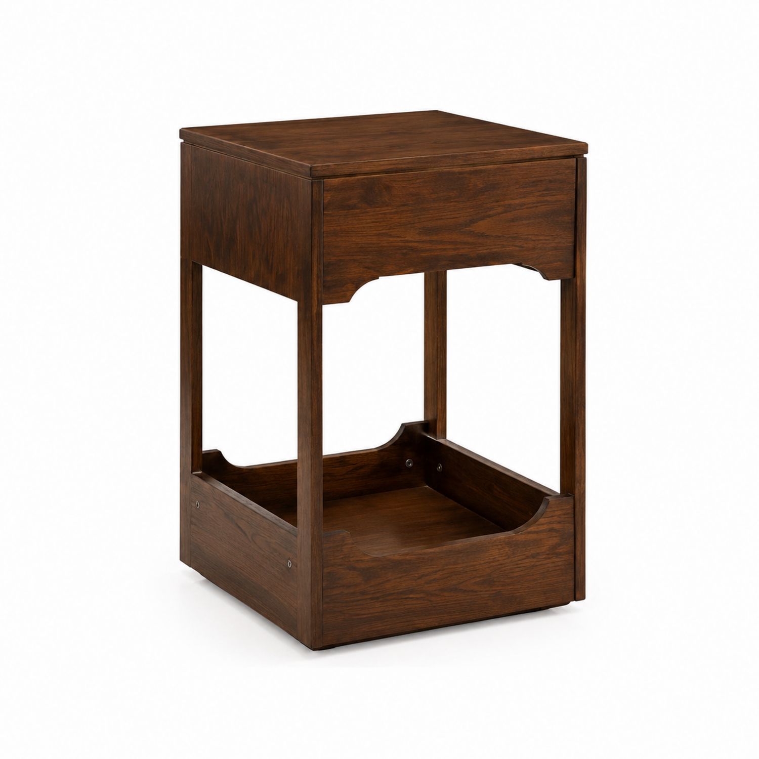 Mesita de noche de madera maciza marrón