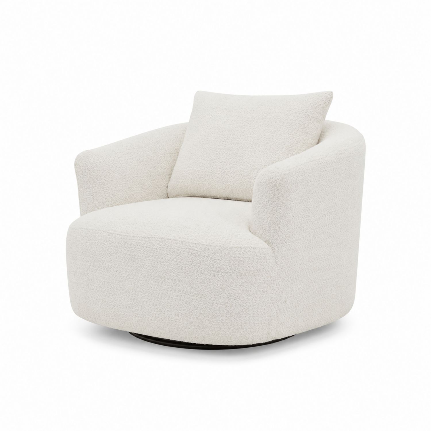Silla giratoria de tela bouclé beige con cojín