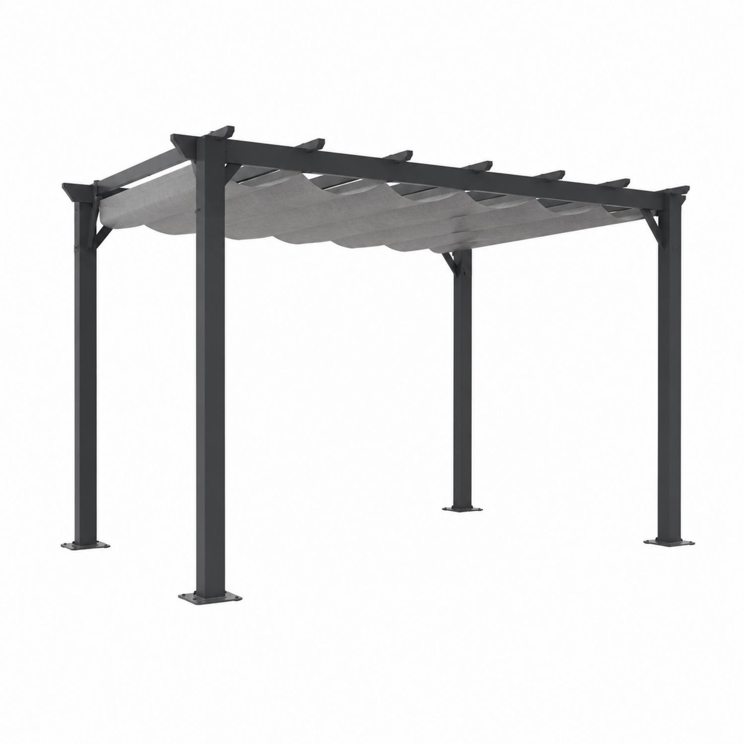 Pérgola de metal 300x400 cm con techo de poliéster Gris