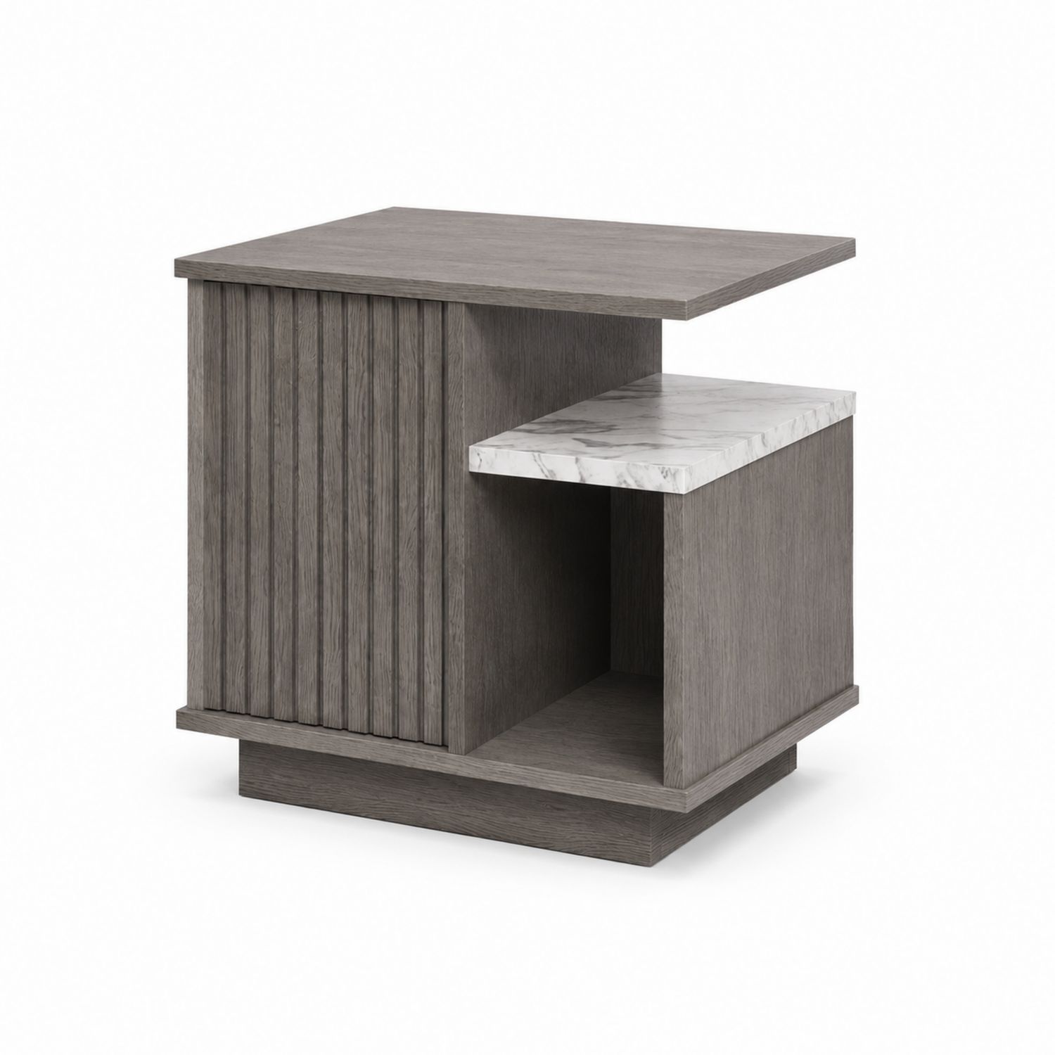 Mesa auxiliar de madera y mármol gris