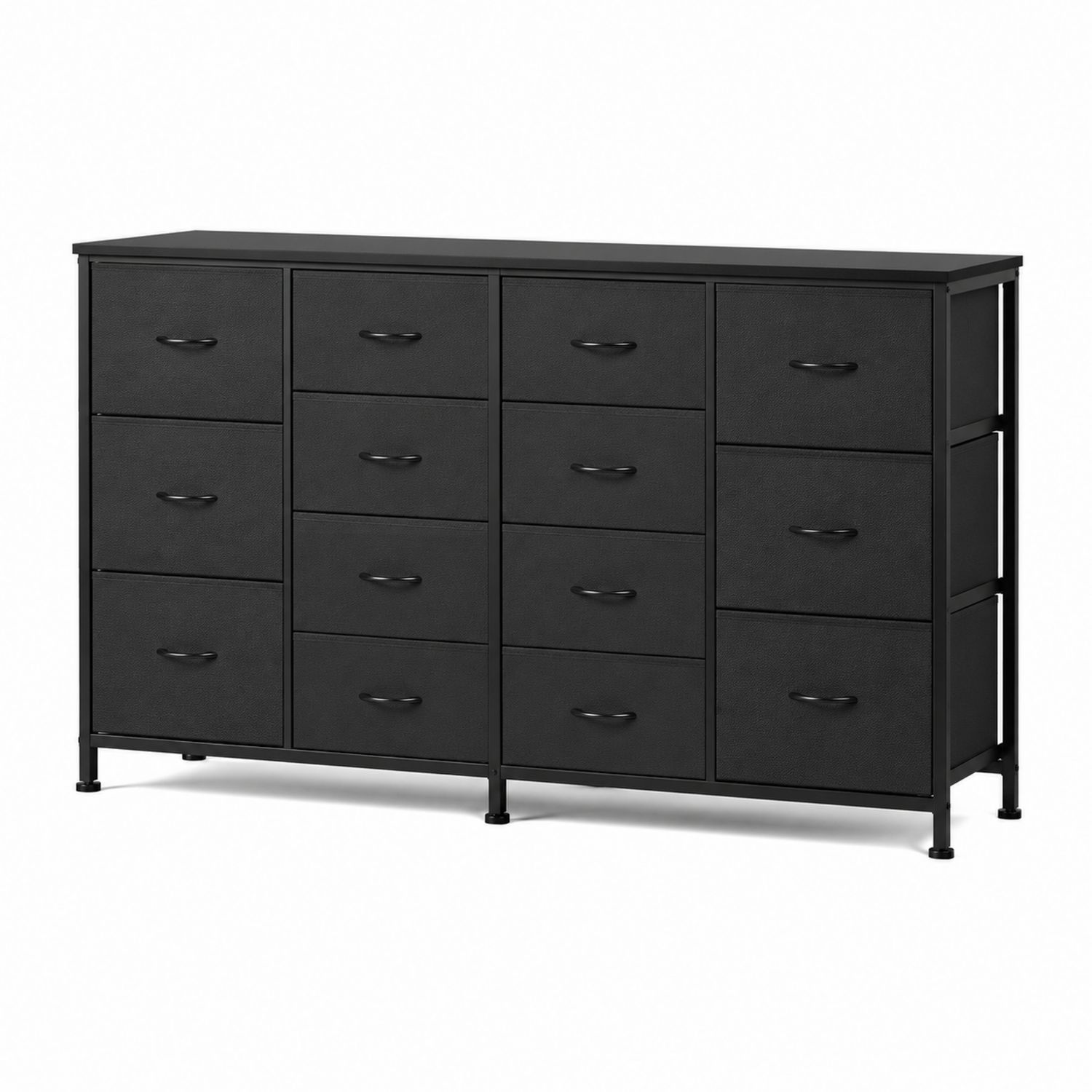 Cajonera de Metal y Tela con 15 Cajones, 120x39x78 cm, Negro
