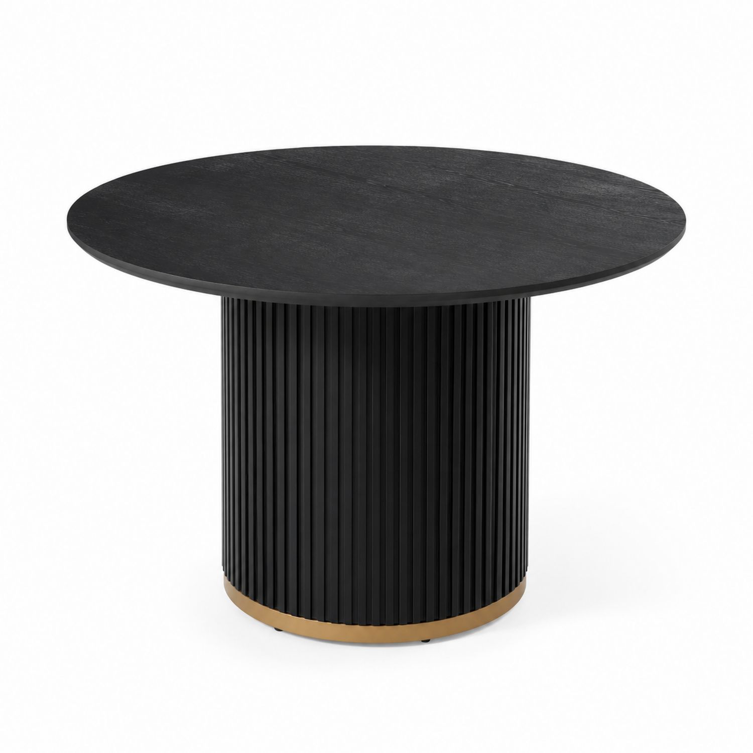 Mesa redonda de madera chapada y metal, diámetro 120 cm, Negro